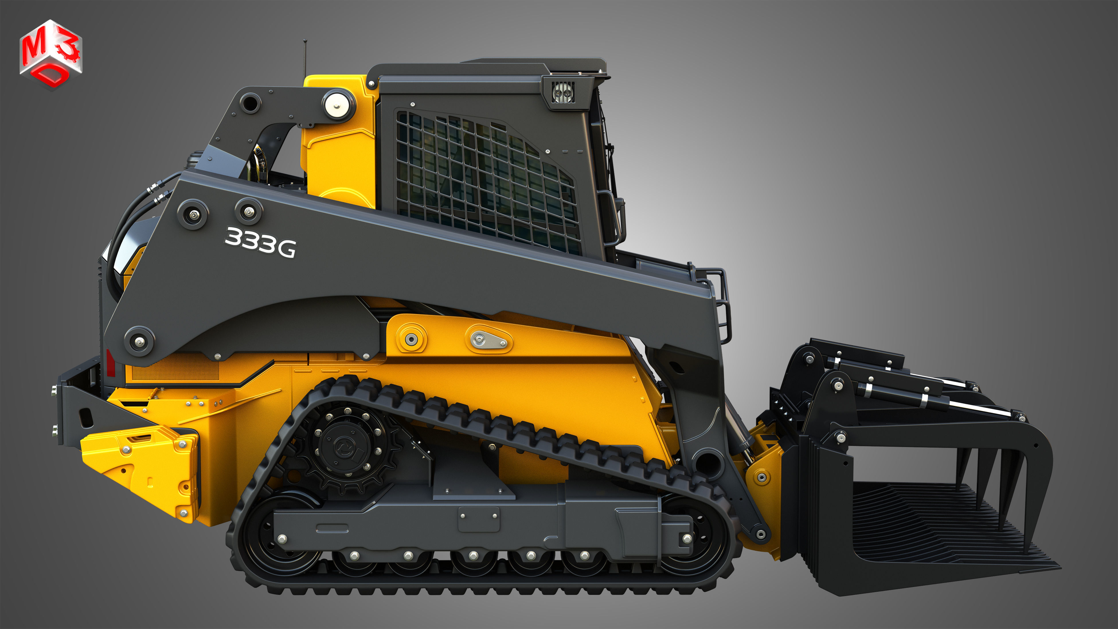 333G Compact Track Loader with Forestry Package - Rock Grapple 3D model_6