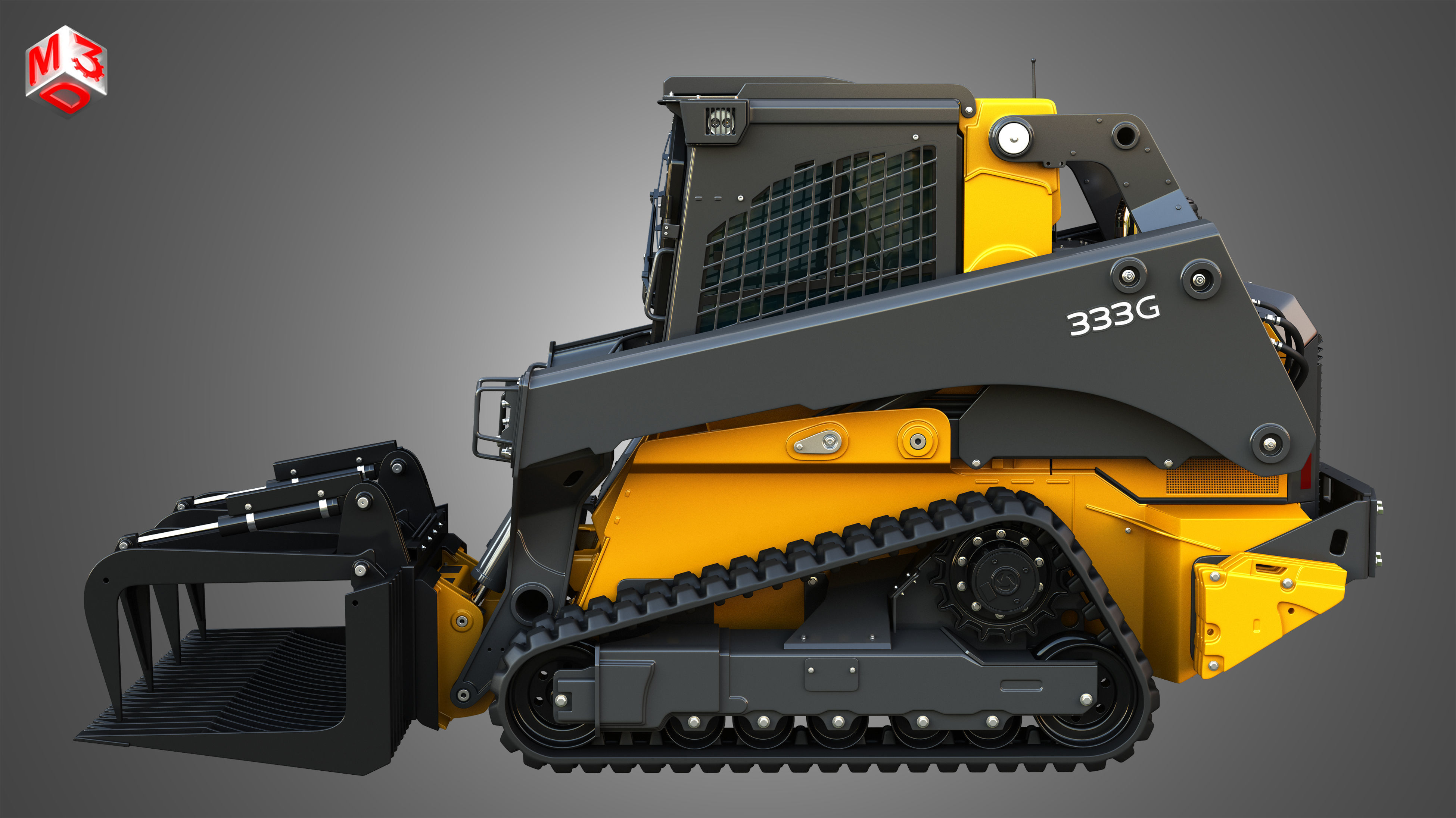 333G Compact Track Loader with Forestry Package - Rock Grapple 3D model_5