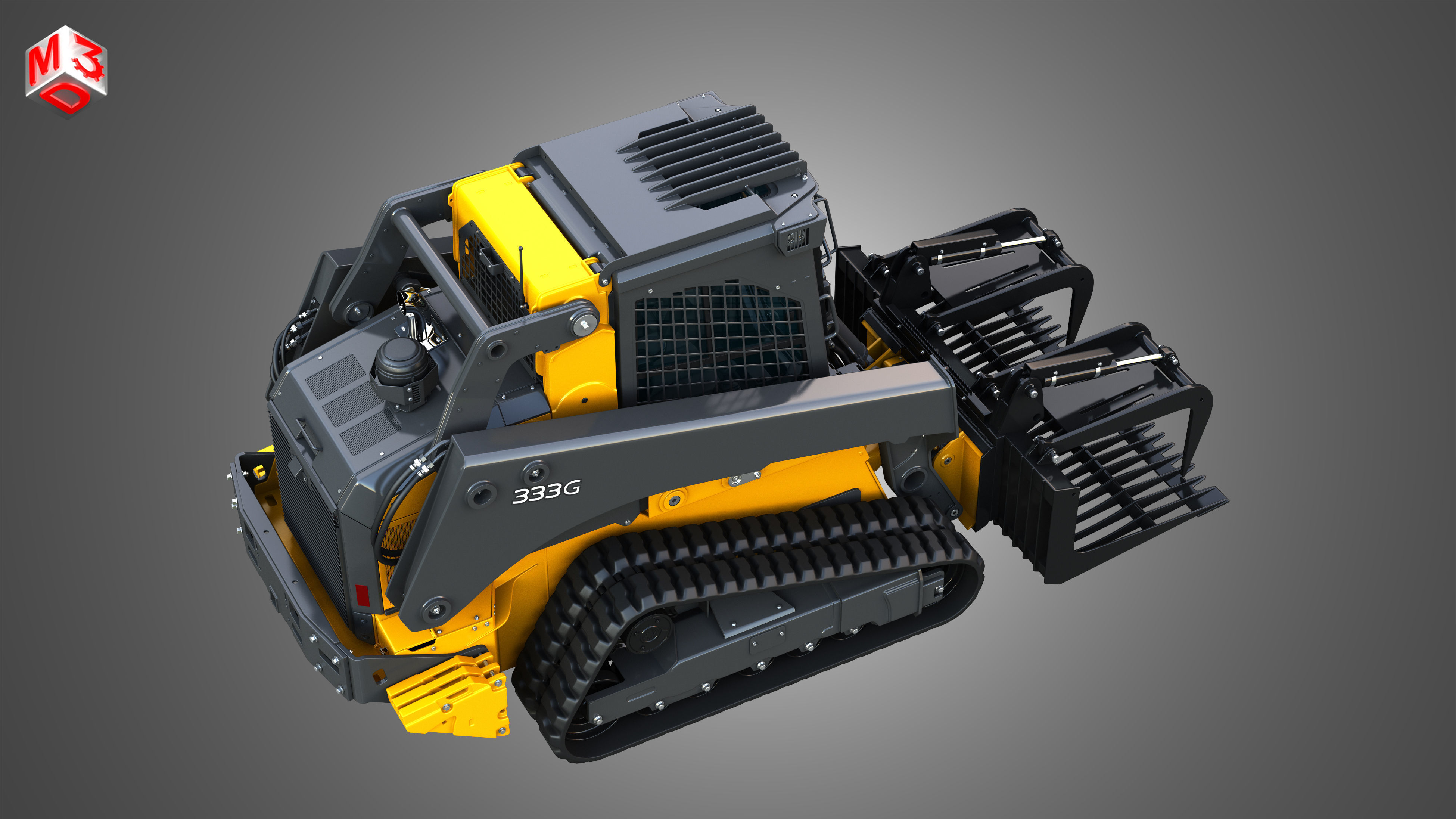 333G Compact Track Loader with Forestry Package - Rock Grapple 3D model_20