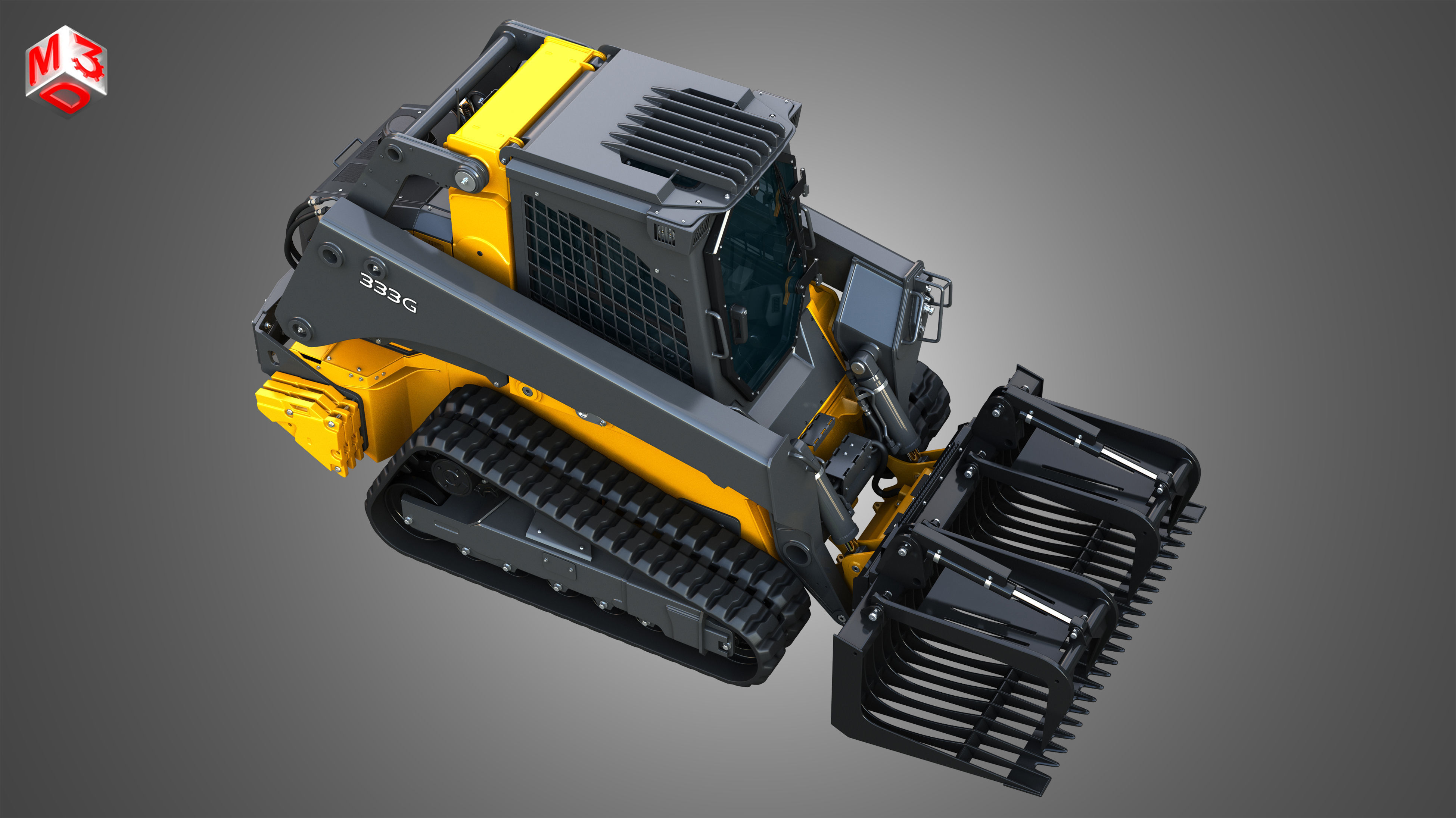 333G Compact Track Loader with Forestry Package - Rock Grapple 3D model_21
