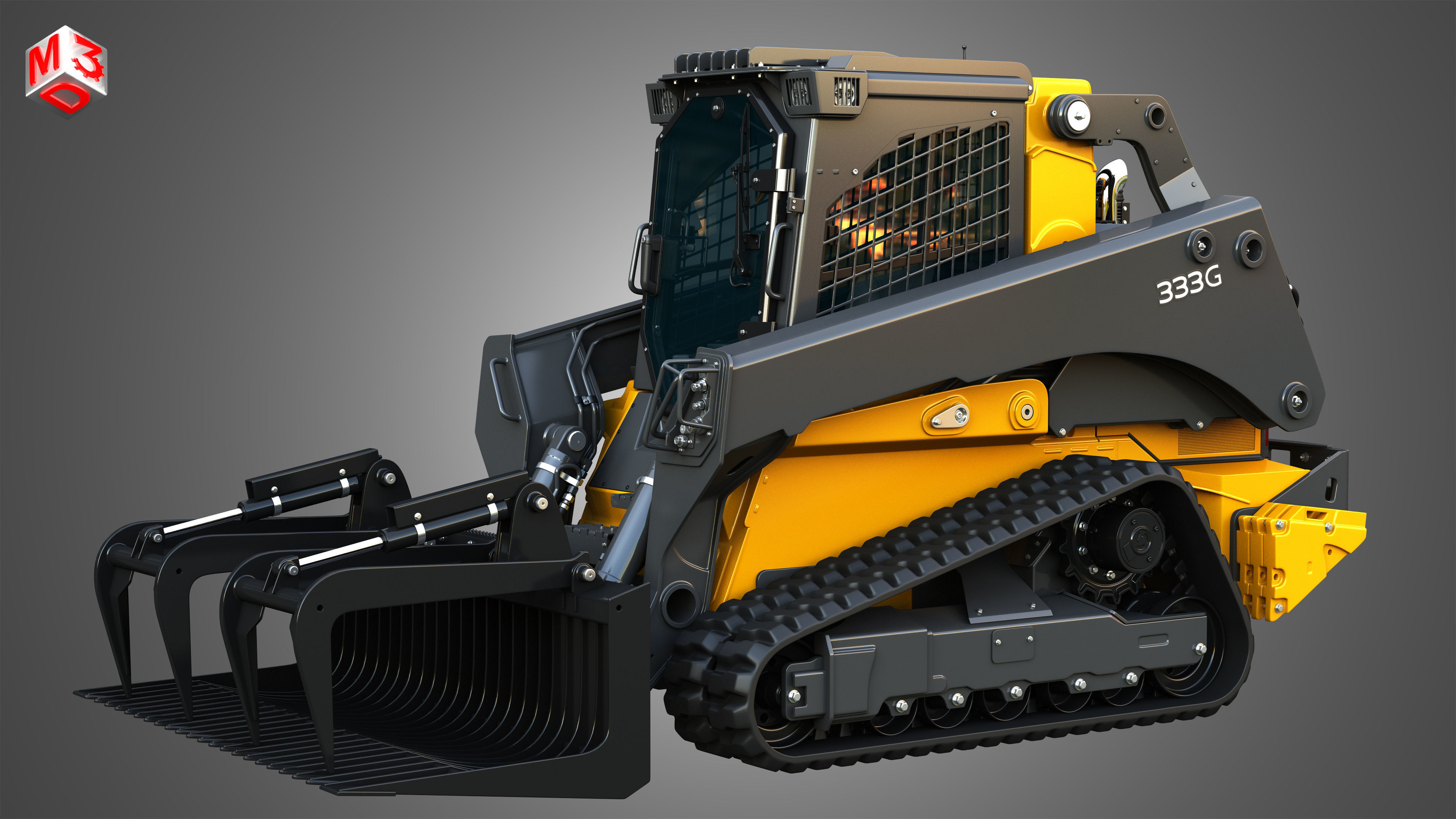333G Compact Track Loader with Forestry Package - Rock Grapple 3D model_15