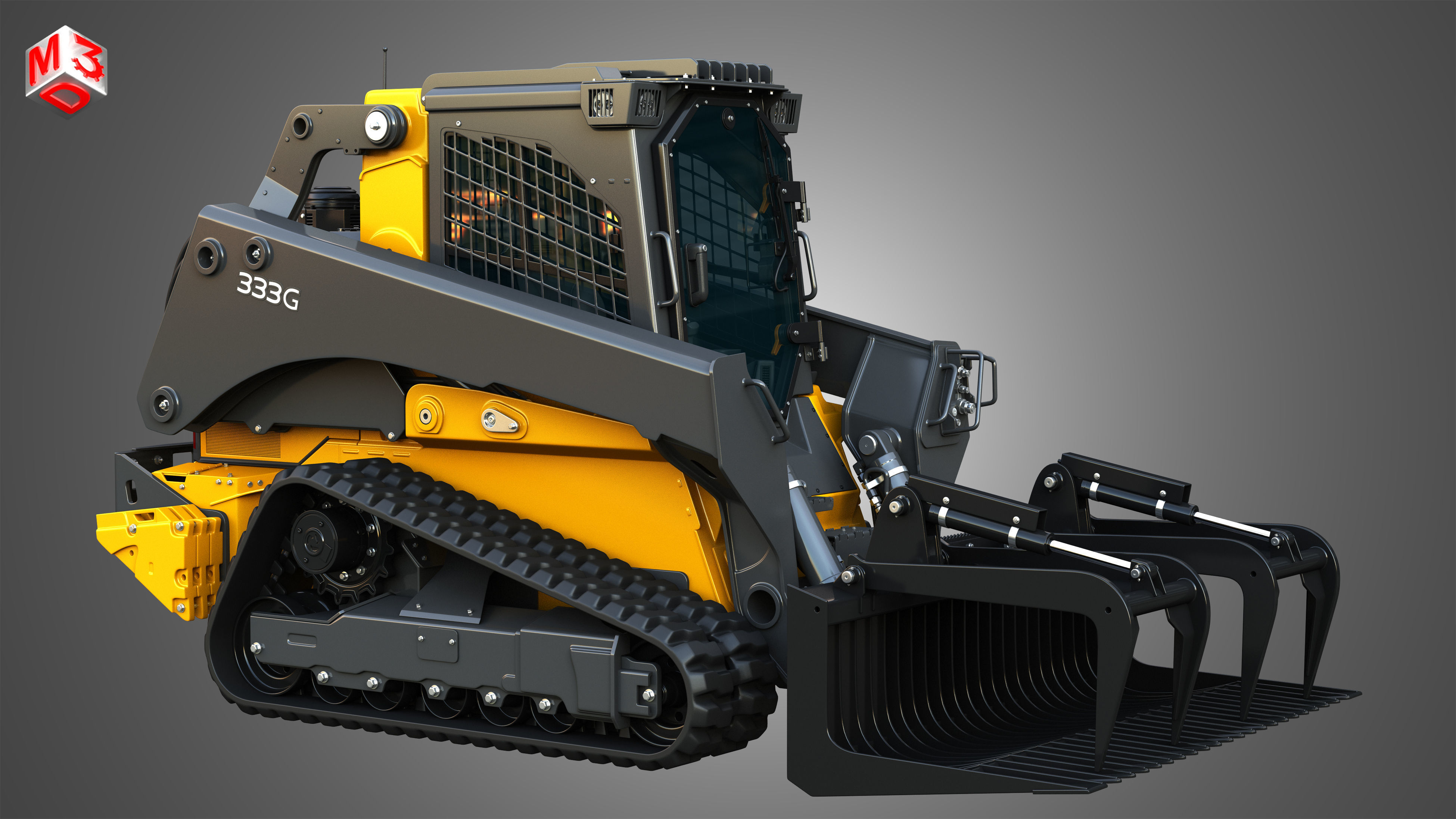 333G Compact Track Loader with Forestry Package - Rock Grapple 3D model_17