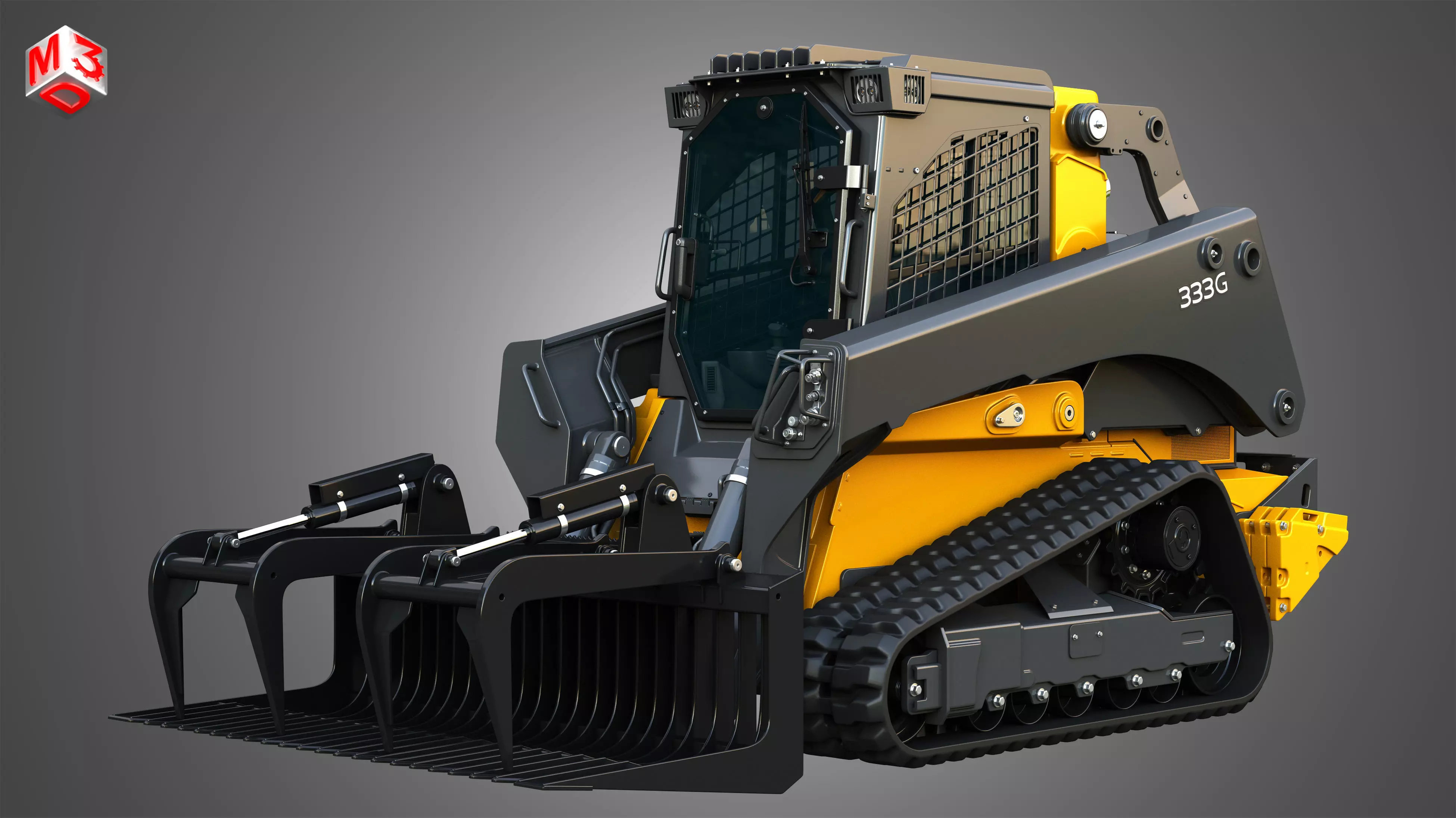 333G Compact Track Loader with Forestry Package - Rock Grapple 3D model_0