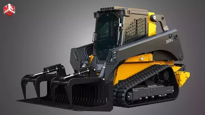 333G Compact Track Loader with Forestry Package - Rock Grapple 3D model