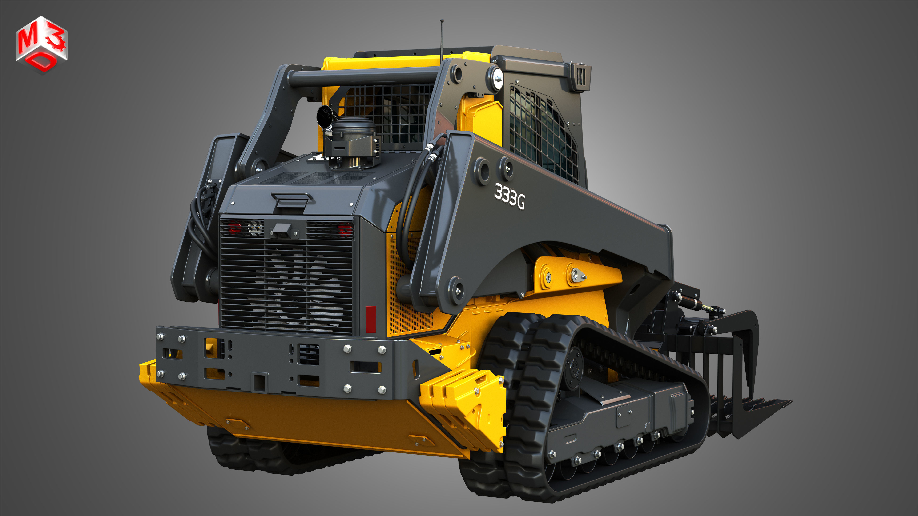 333G Compact Track Loader with Forestry Package - Rock Grapple 3D model_12