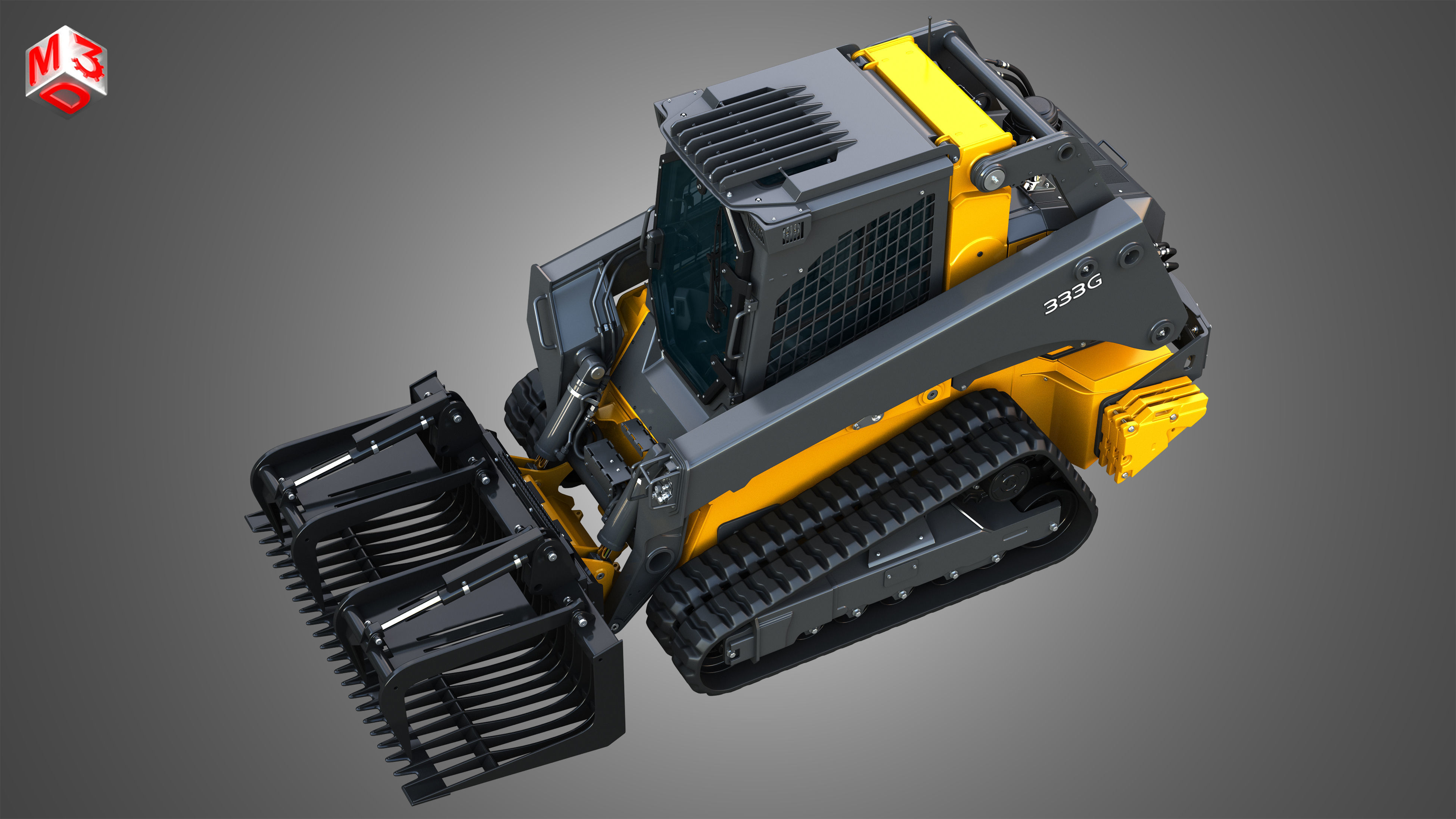 333G Compact Track Loader with Forestry Package - Rock Grapple 3D model_19