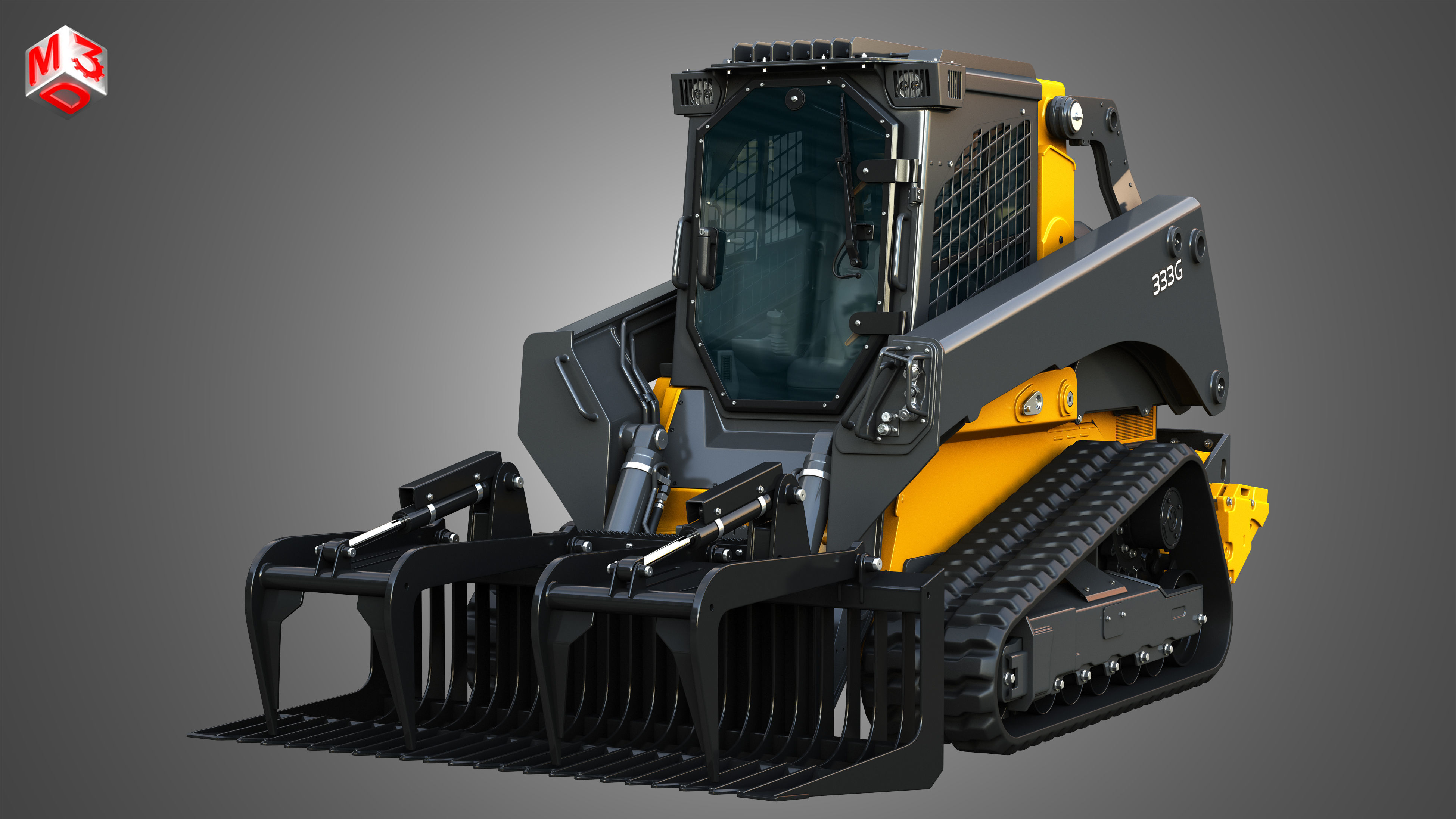 333G Compact Track Loader with Forestry Package - Rock Grapple 3D model_11