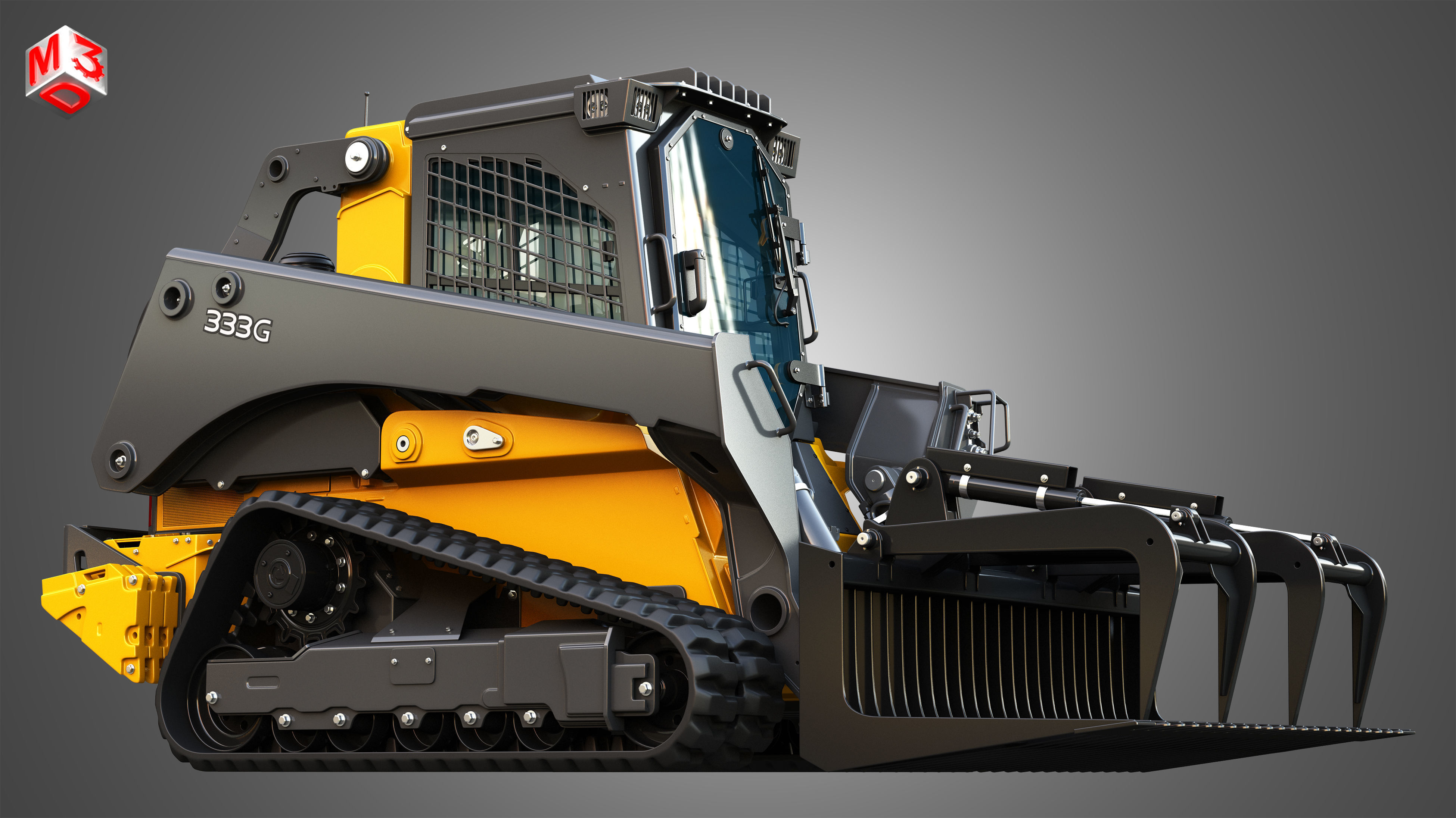 333G Compact Track Loader with Forestry Package - Rock Grapple 3D model_9