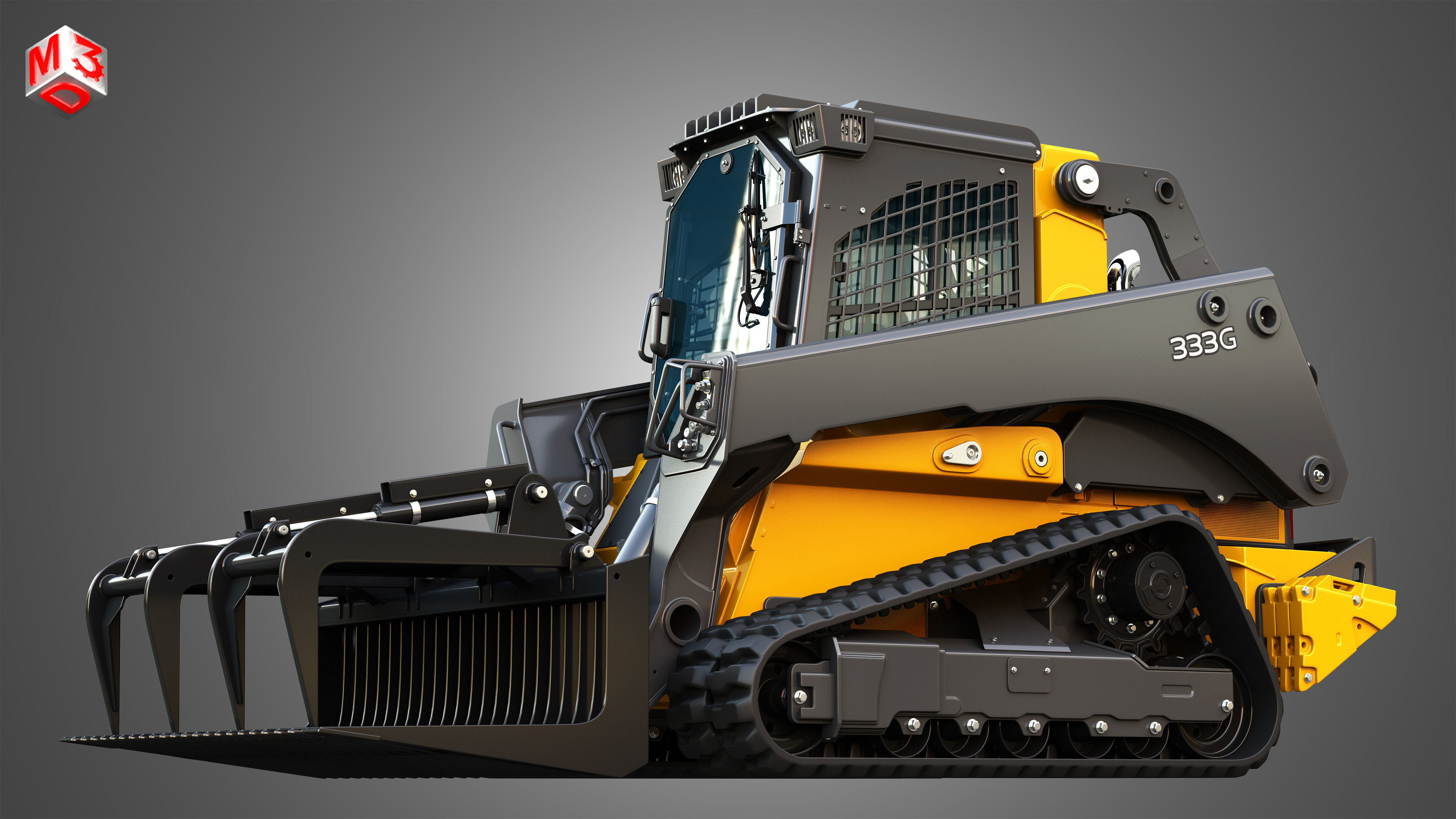 333G Compact Track Loader with Forestry Package - Rock Grapple 3D model_7