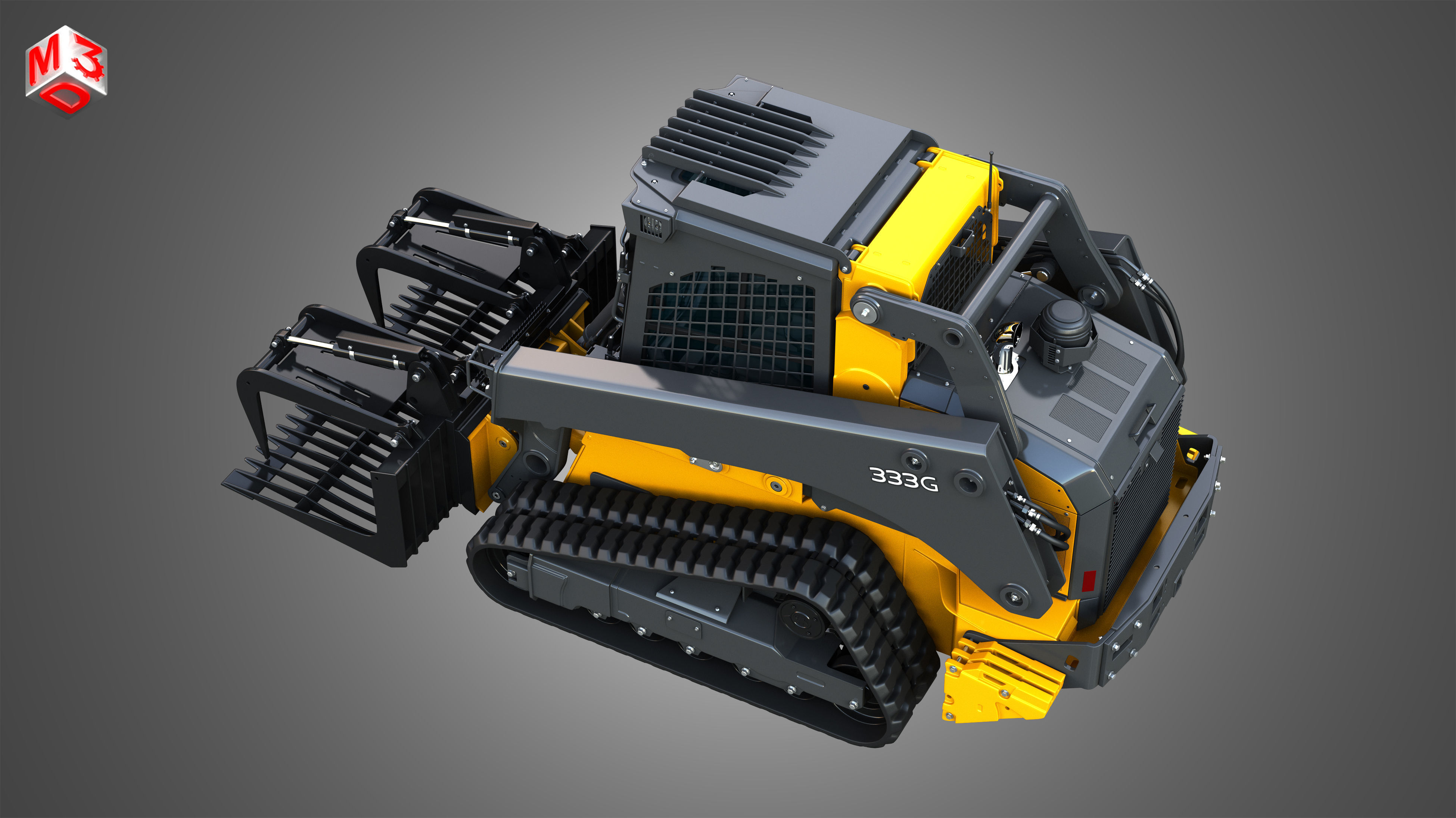 333G Compact Track Loader with Forestry Package - Rock Grapple 3D model_22