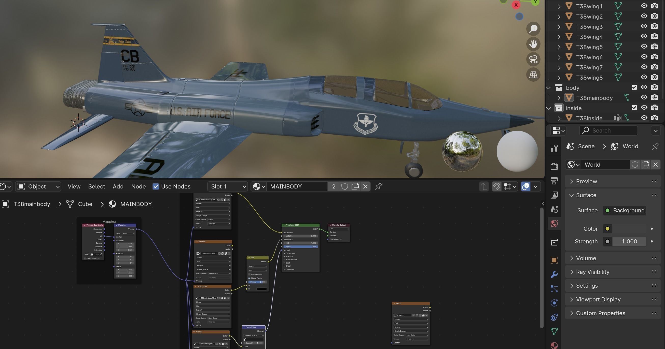 T-38 Talon Trainer Jet Low-poly 3D model_9