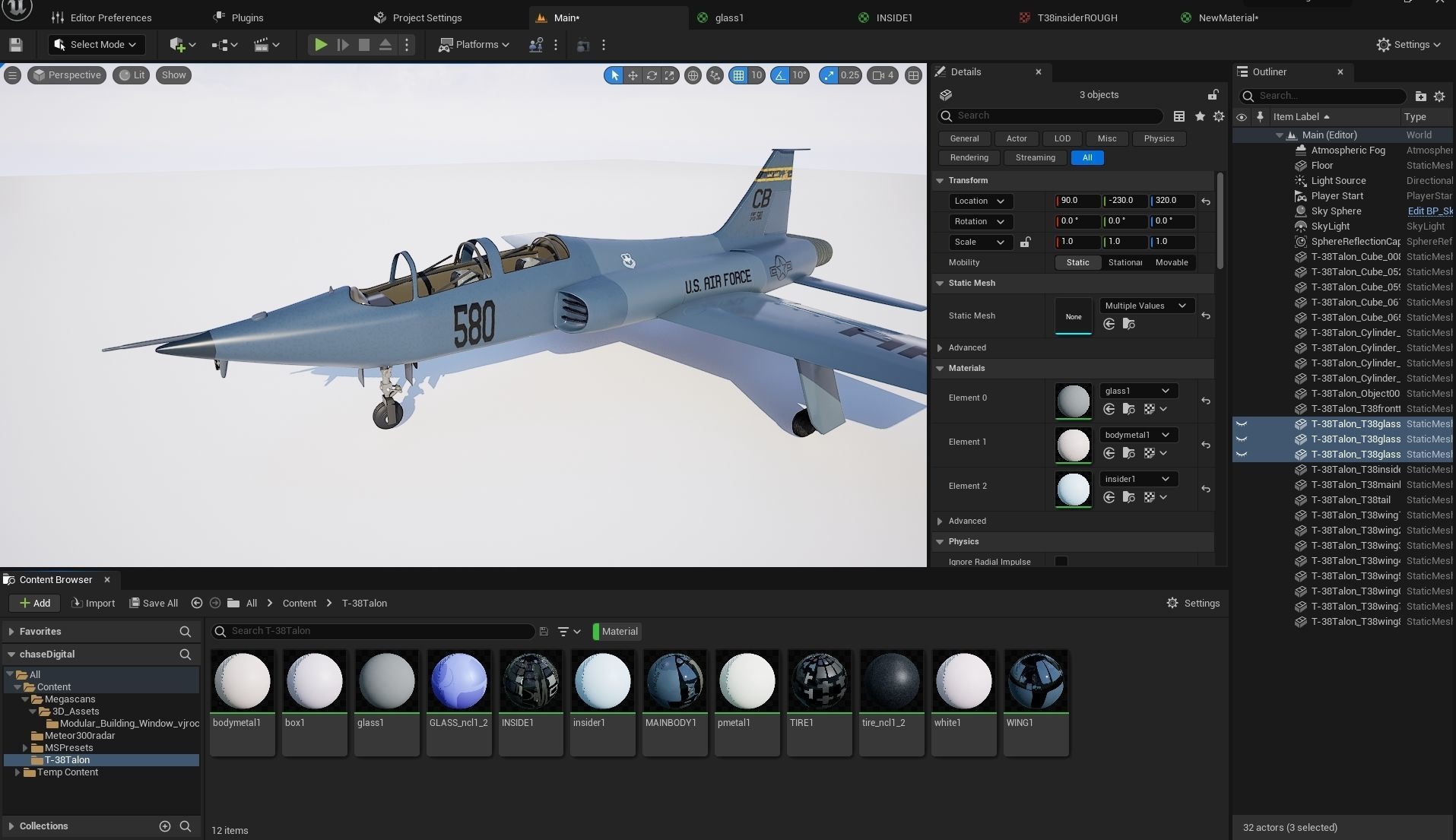 T-38 Talon Trainer Jet Low-poly 3D model_11