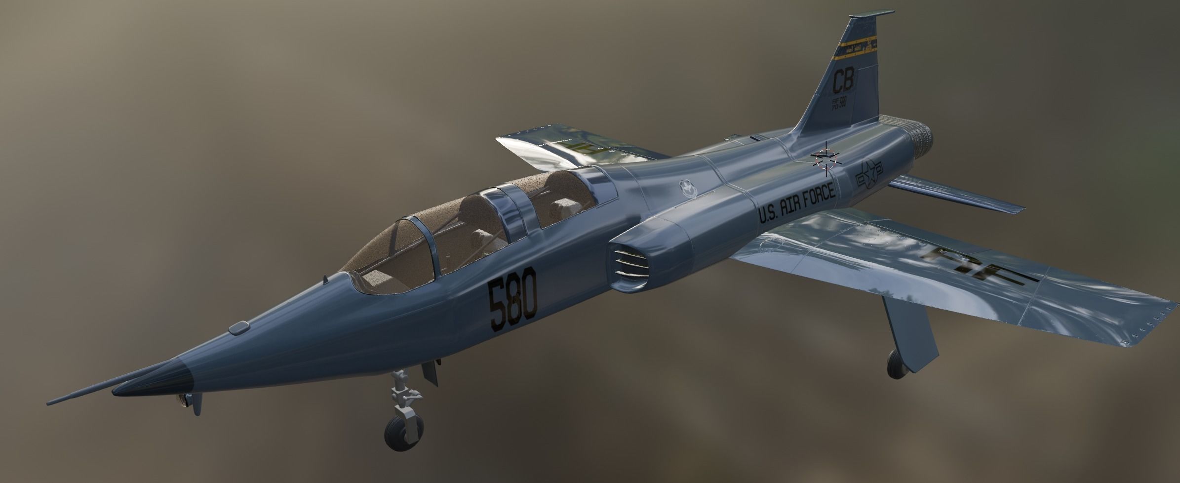 T-38 Talon Trainer Jet Low-poly 3D model_2