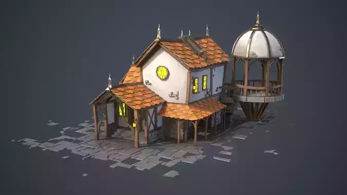 Fantasy Low-Poly Stylized House
