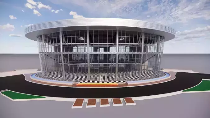 Oval Showroom steel structure in Revit