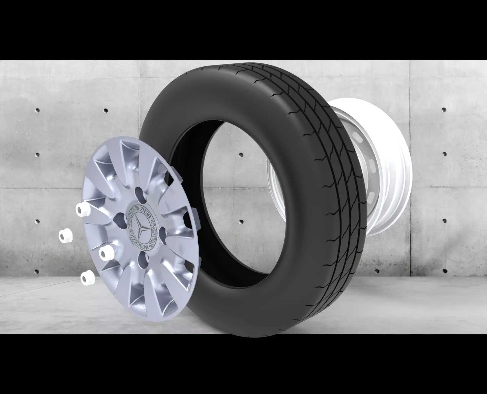 Truck Wheel Size 175-70-R13 with Rim Cover 3D model
