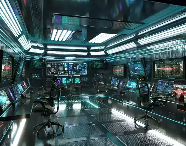 Sci Fi Interior Station Control Panel 3D model