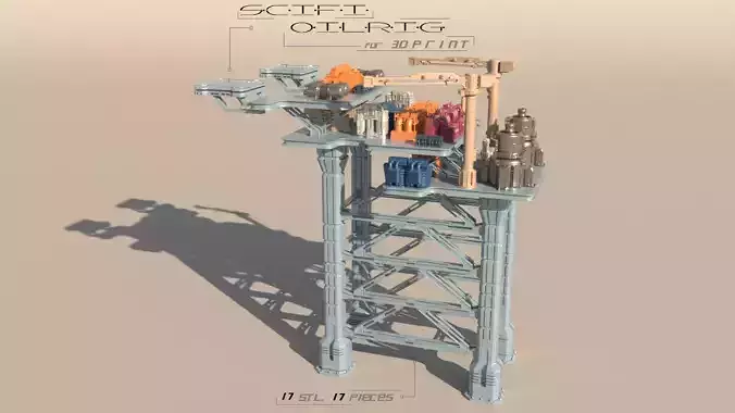 Sci-fi OilRig for 3Dprint 3D print model