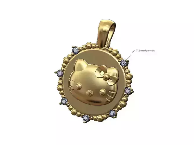 Hello kitty diamond beaded pendant charm
