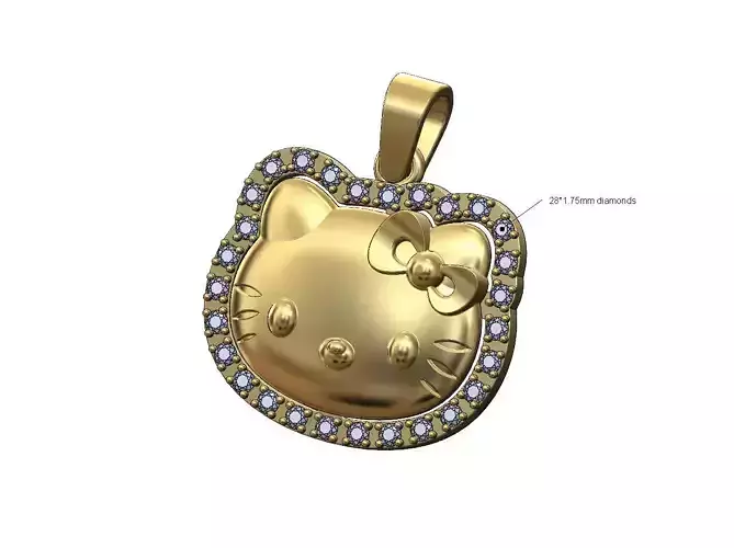 Diamond halo Hello kitty pendant charm