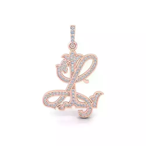 LJ Monogram Diamond Pendent 3d Model and Render STL