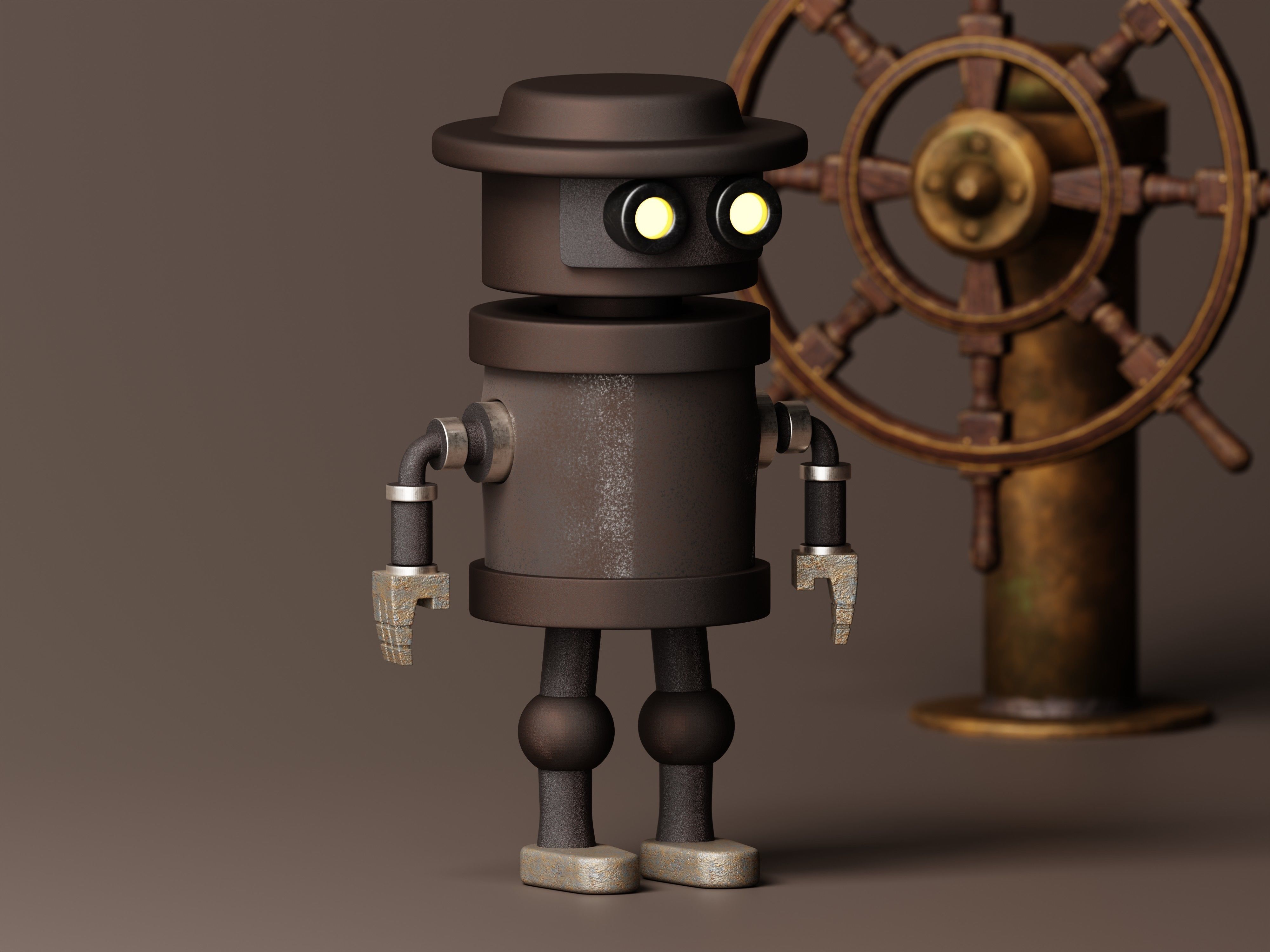 Stylized Robot Guard 3D Model Low-poly 3D model_8