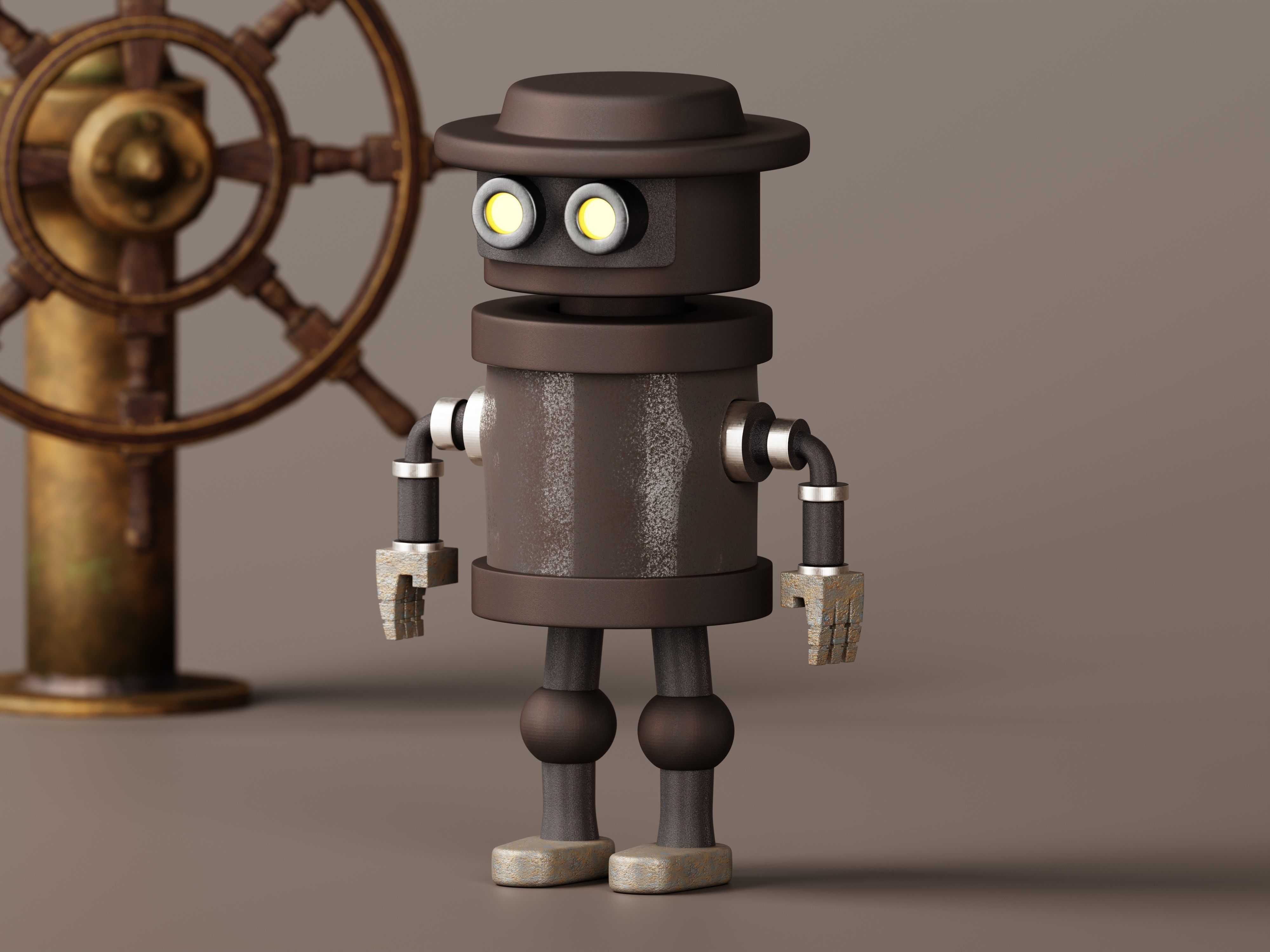 Stylized Robot Guard 3D Model Low-poly 3D model_9