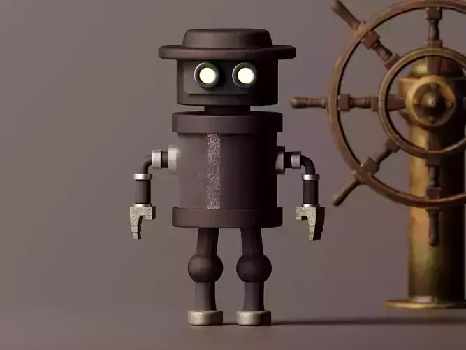 Stylized Robot Guard 3D Model Low-poly 3D model