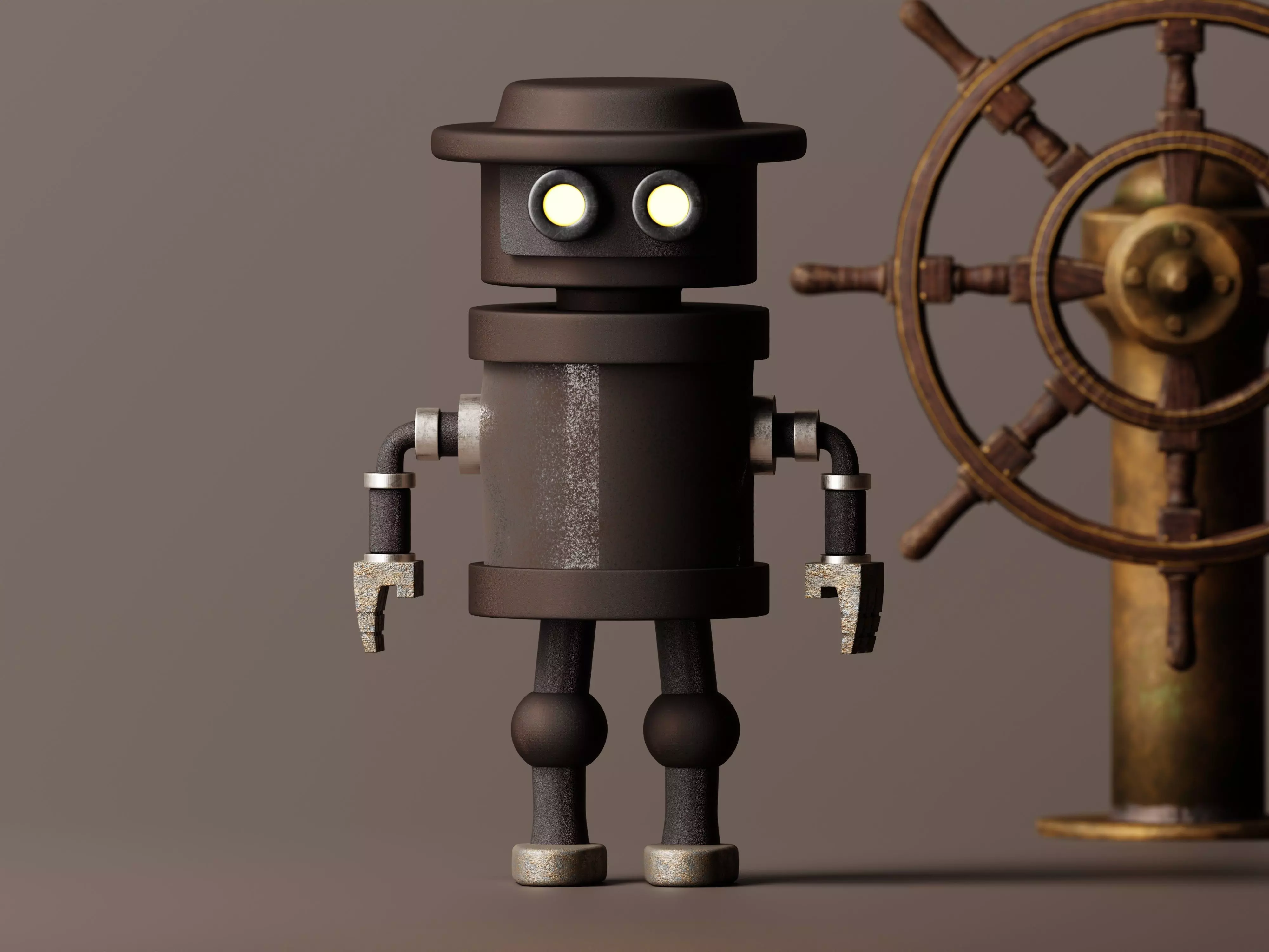 Stylized Robot Guard 3D Model Low-poly 3D model_0