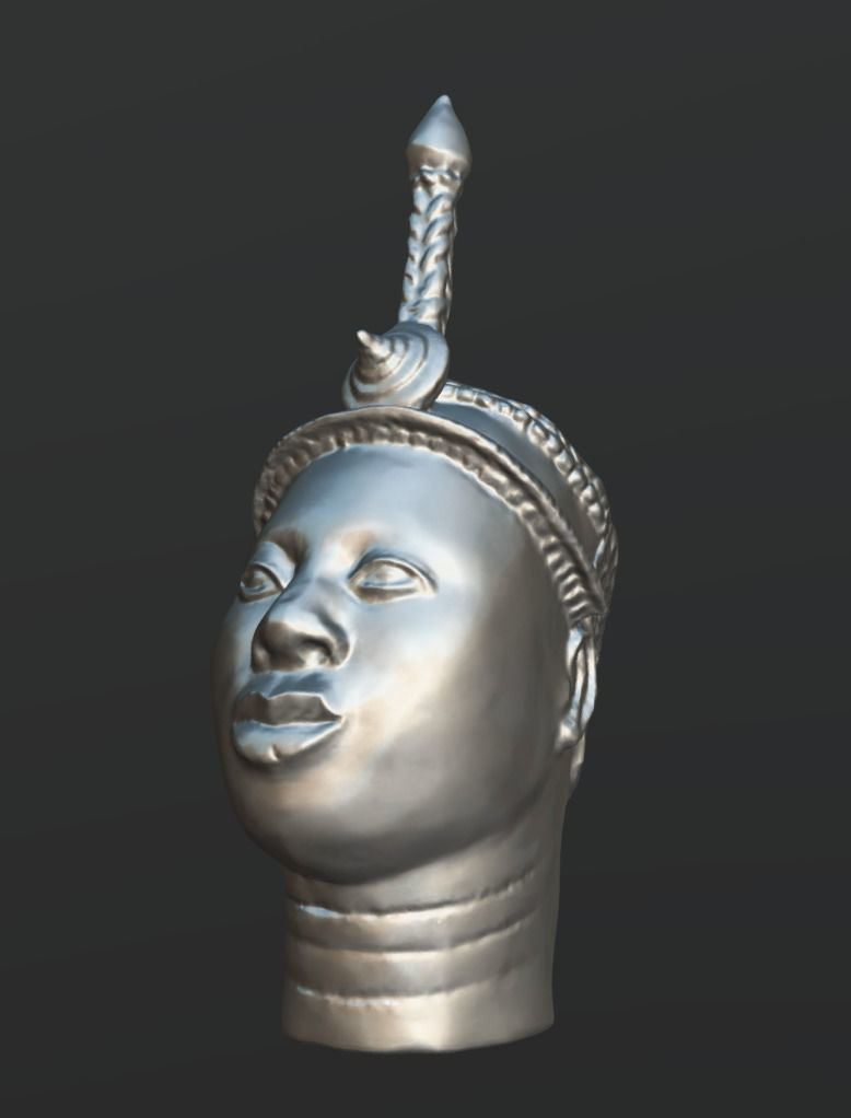 Ori Olokun Bronze Head Low-poly 3D model_4