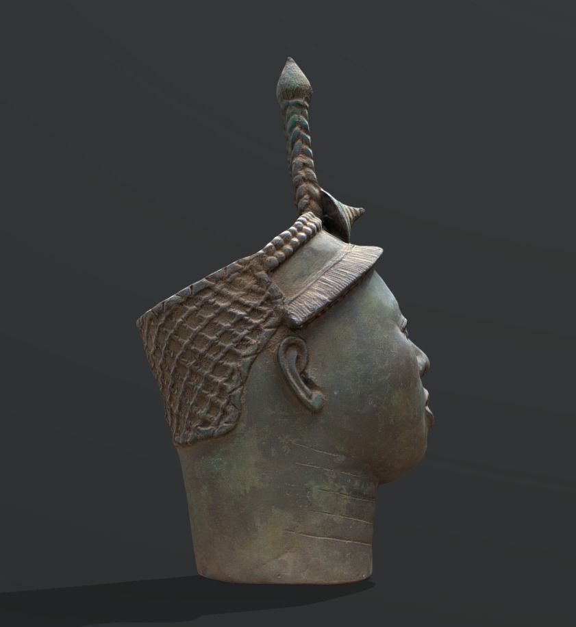 Ori Olokun Bronze Head Low-poly 3D model_3