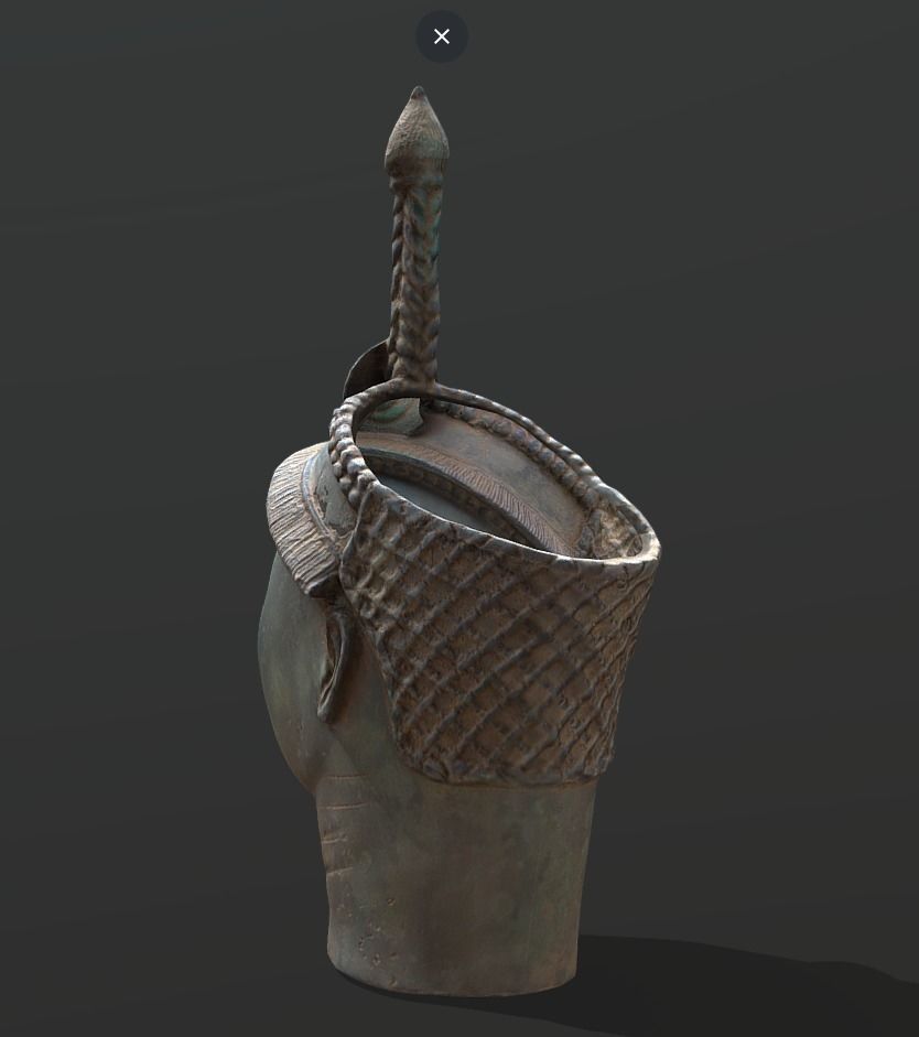 Ori Olokun Bronze Head Low-poly 3D model_2