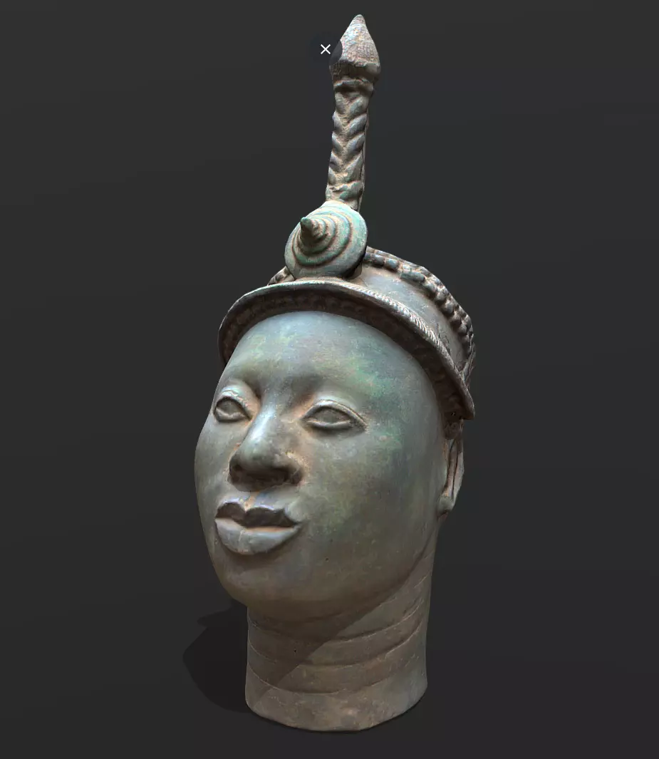 Ori Olokun Bronze Head Low-poly 3D model_0