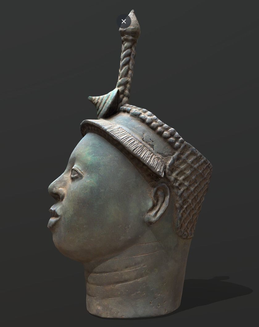 Ori Olokun Bronze Head Low-poly 3D model_1
