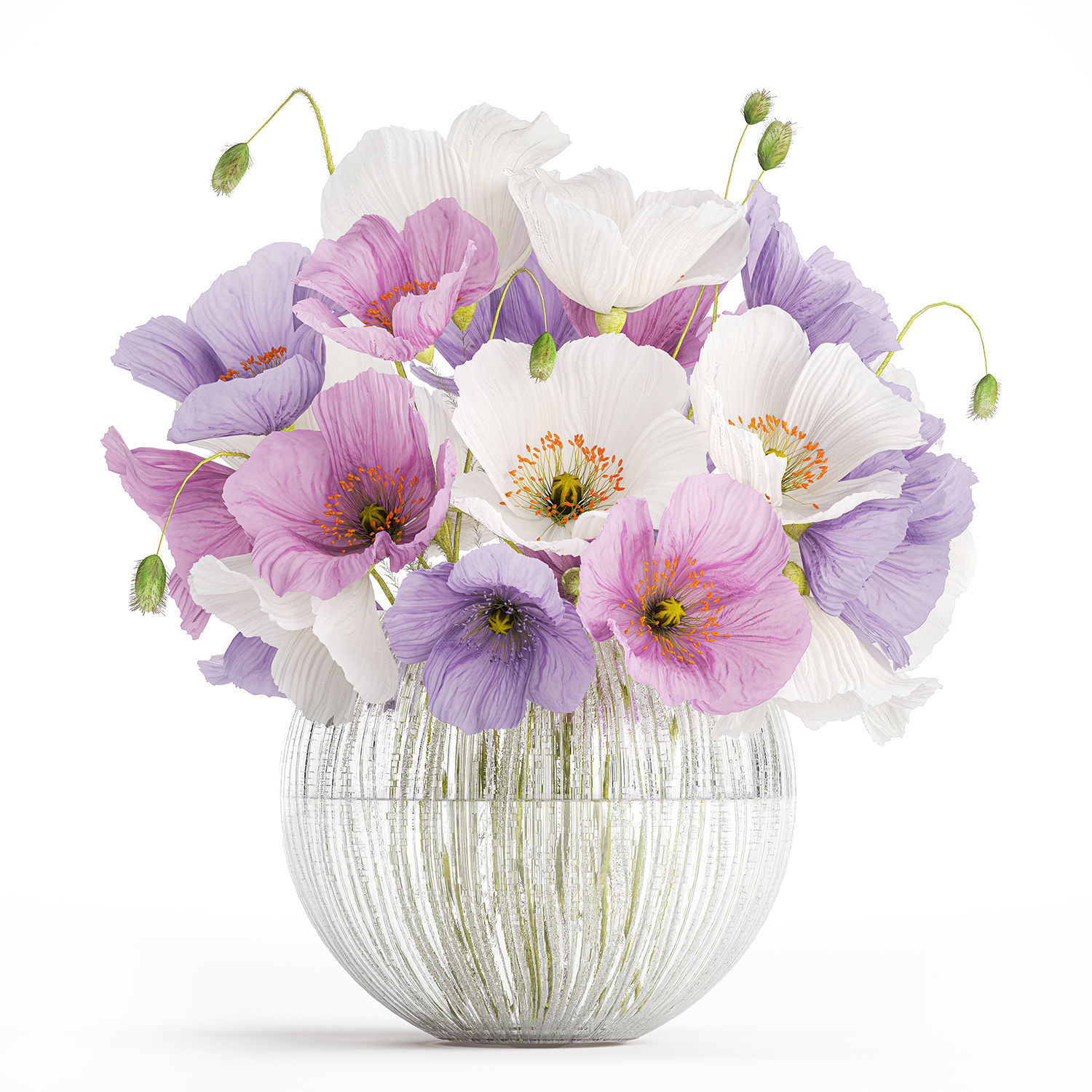 Collection of flower bouquets and vase set of 45 pieces 3D model_18