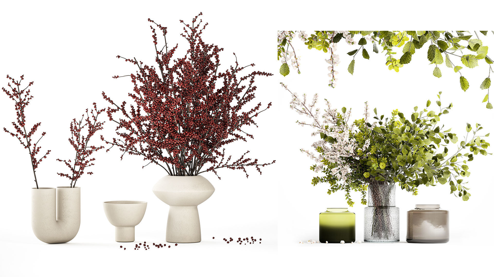 Collection of flower bouquets and vase set of 45 pieces 3D model_8