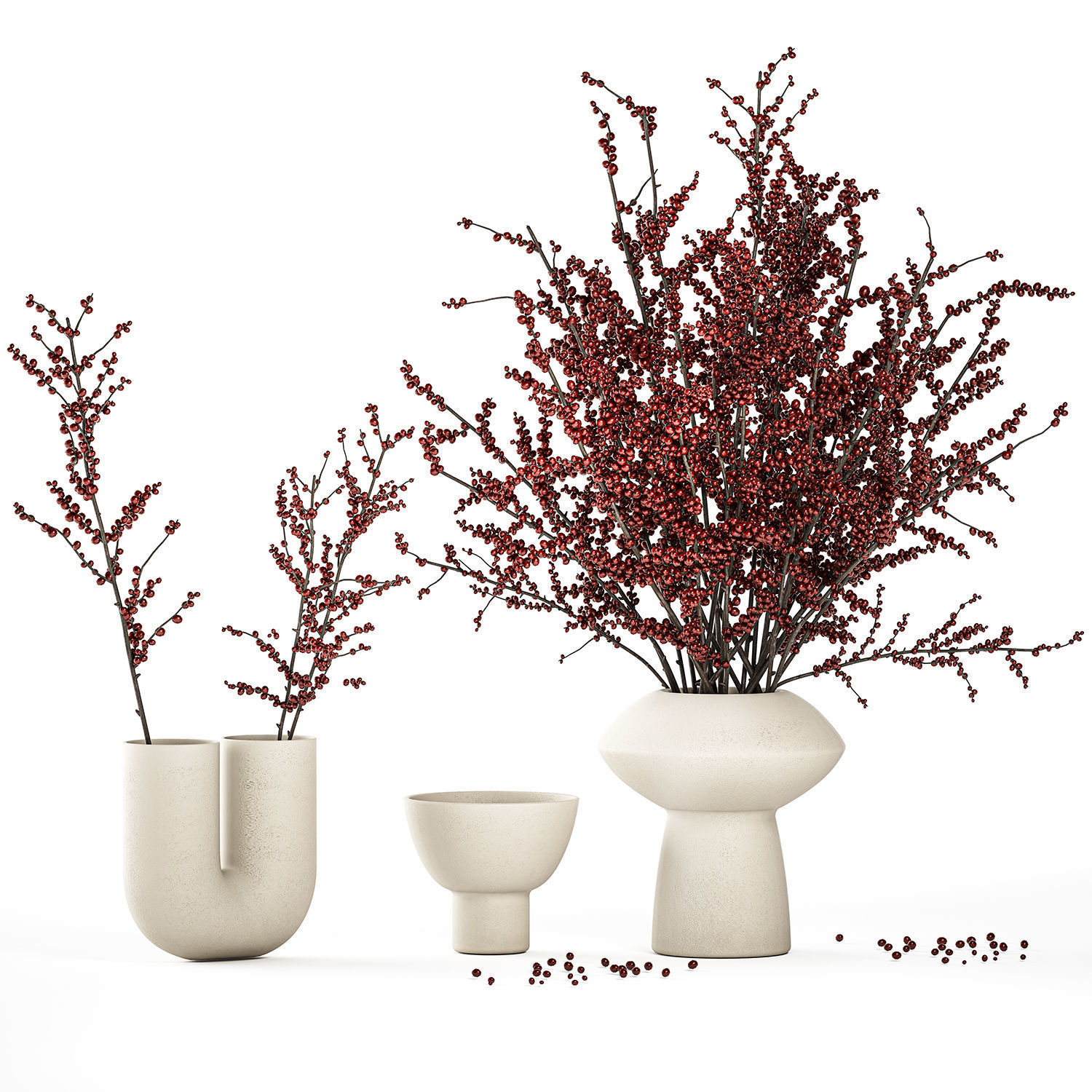 Collection of flower bouquets and vase set of 45 pieces 3D model_14