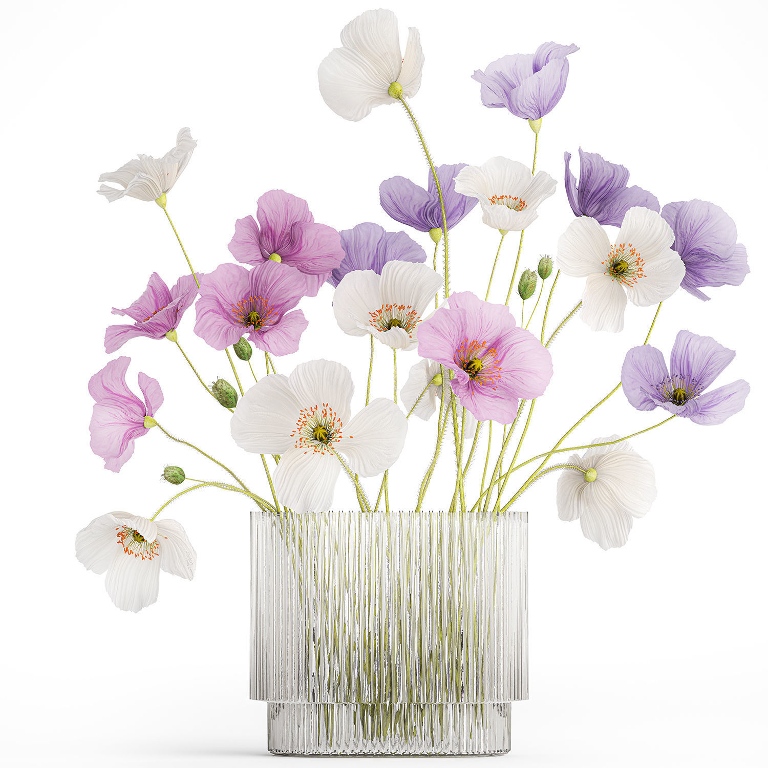 Collection of flower bouquets and vase set of 45 pieces 3D model_13