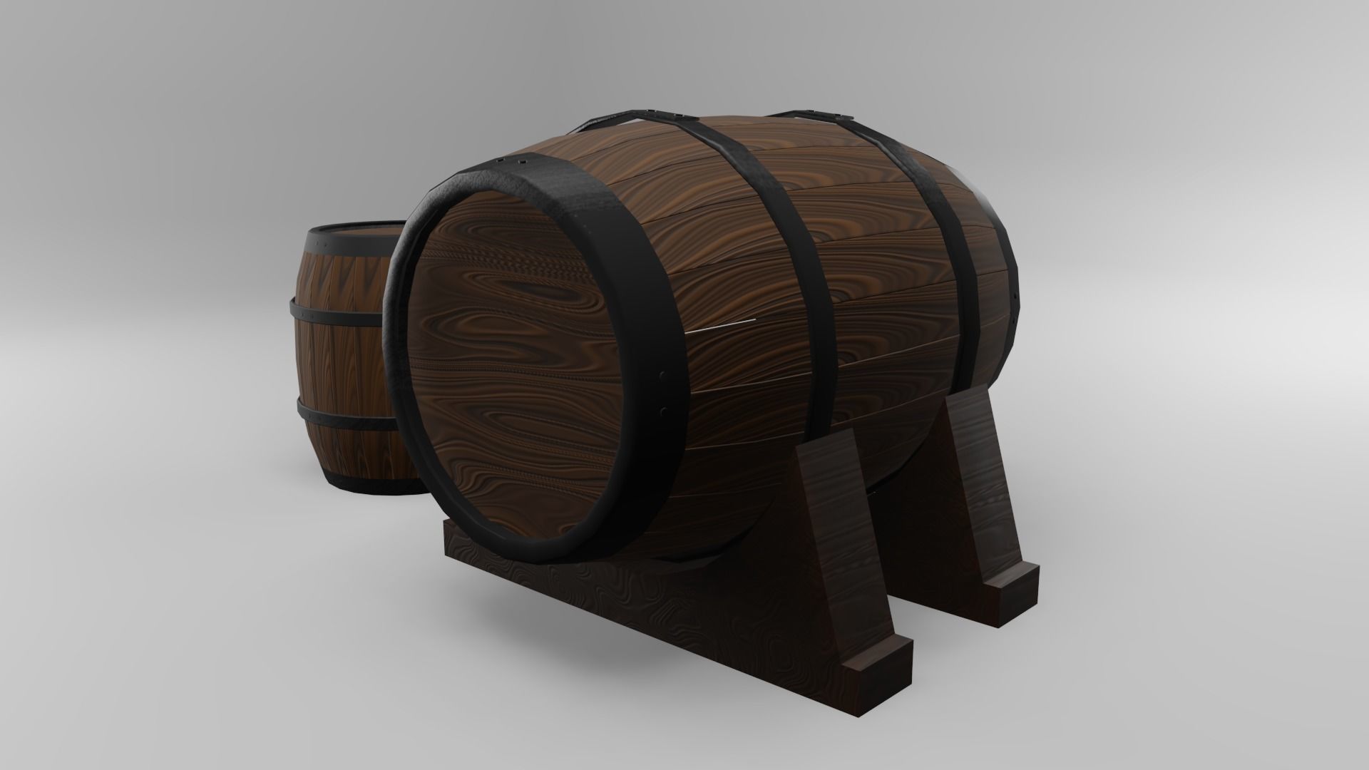Low Poly Wooden Barrels Free low-poly 3D model_1