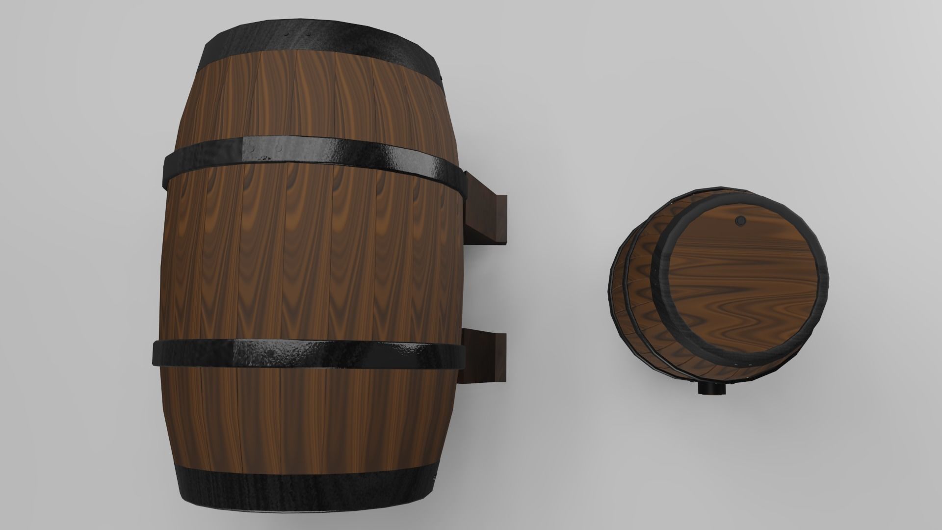 Low Poly Wooden Barrels Free low-poly 3D model_3