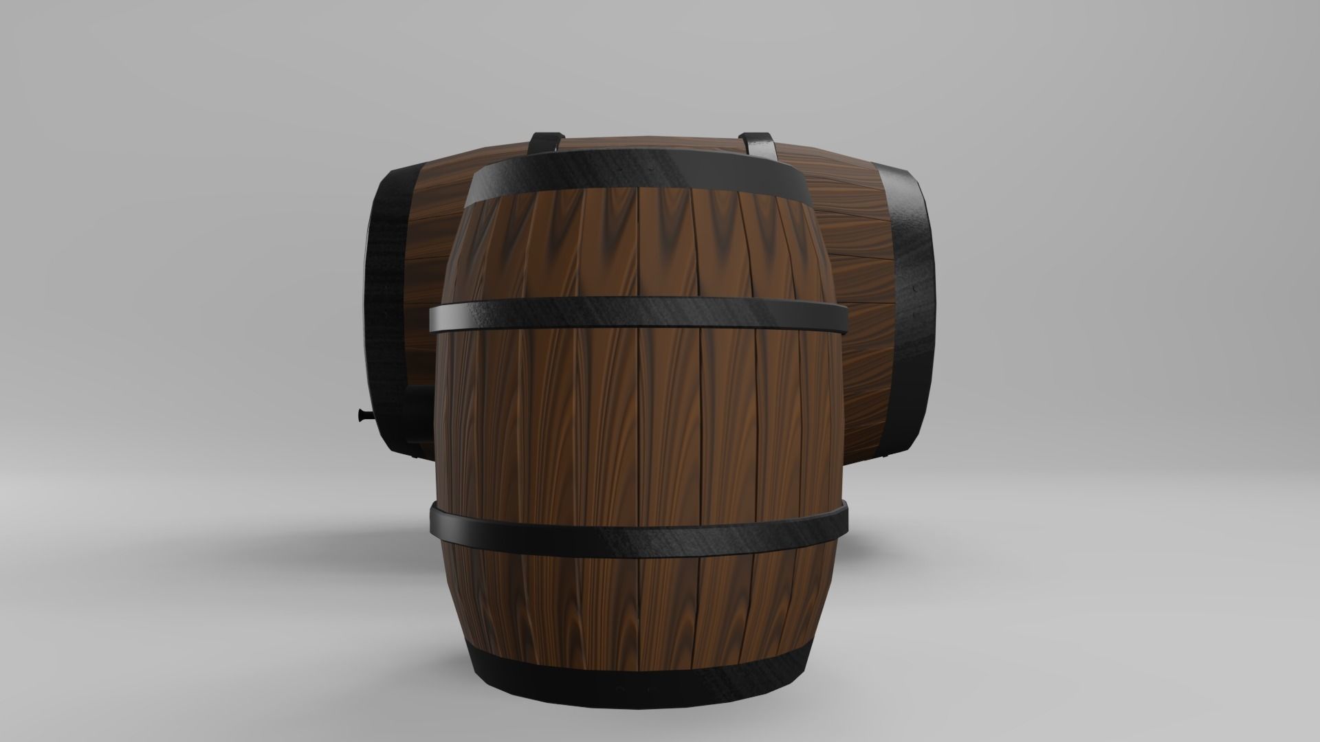 Low Poly Wooden Barrels Free low-poly 3D model_4