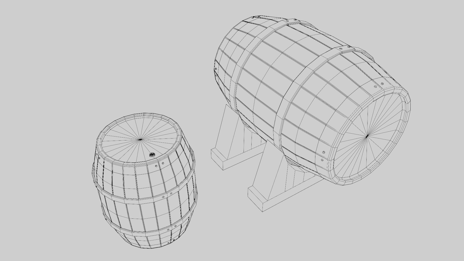 Low Poly Wooden Barrels Free low-poly 3D model_8