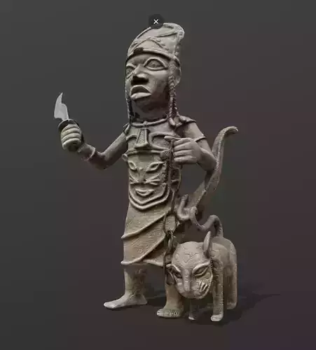 Edo warrior with ceremonial leopard