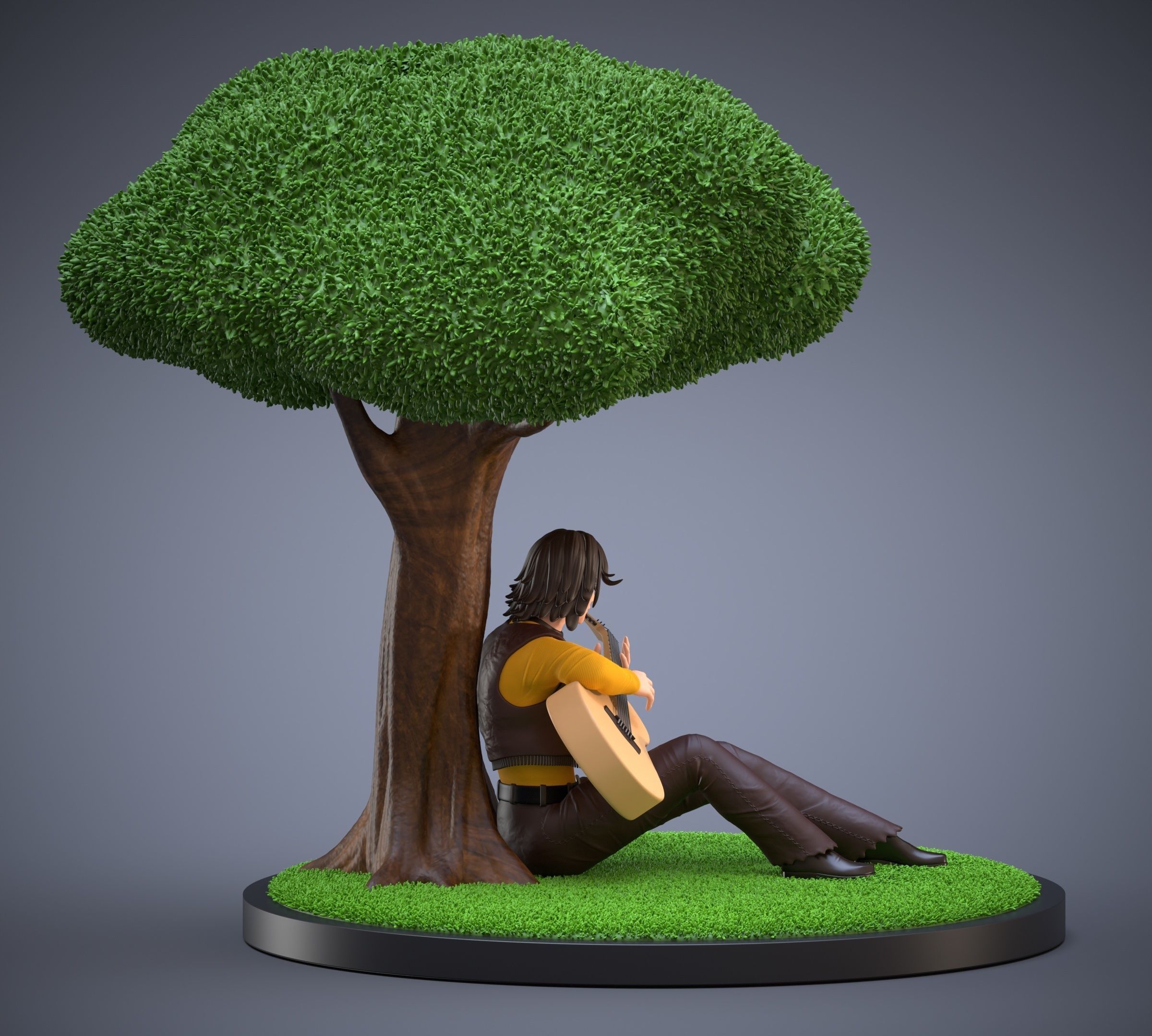 Duke Fleed playing guitar under the tree 3D print model_3