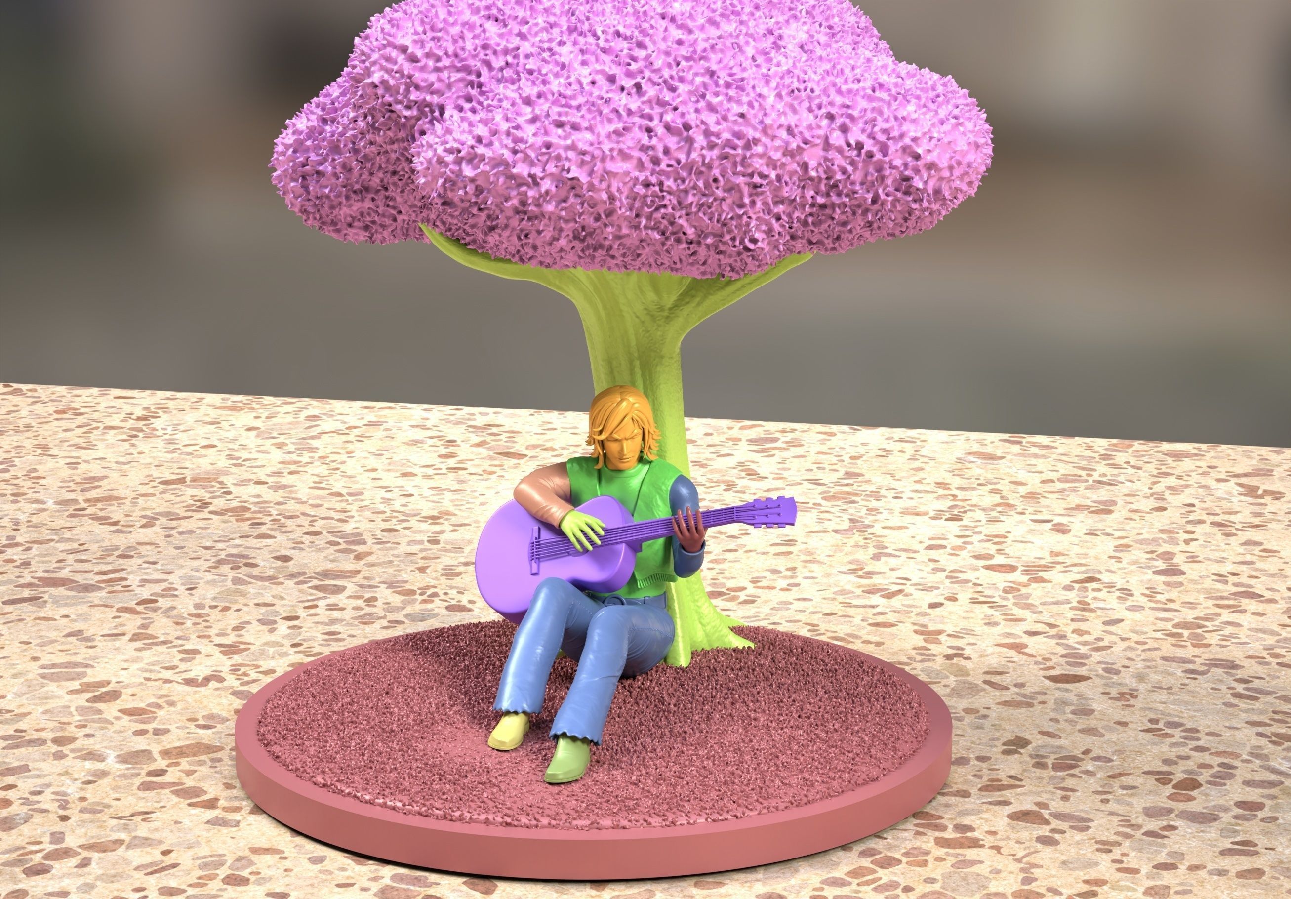 Duke Fleed playing guitar under the tree 3D print model_6