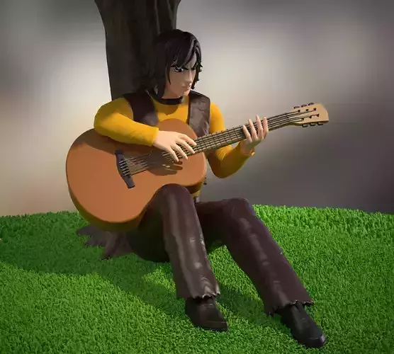 Duke Fleed playing guitar under the tree 3D print model