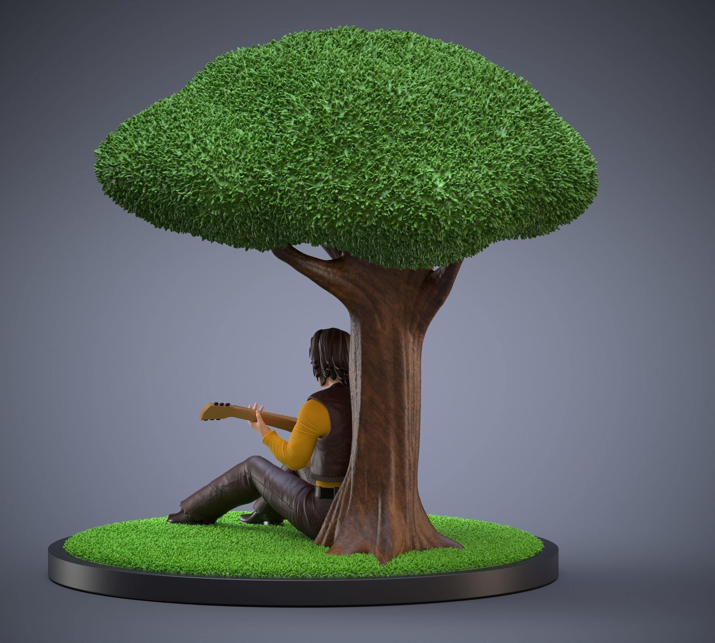 Duke Fleed playing guitar under the tree 3D print model_4