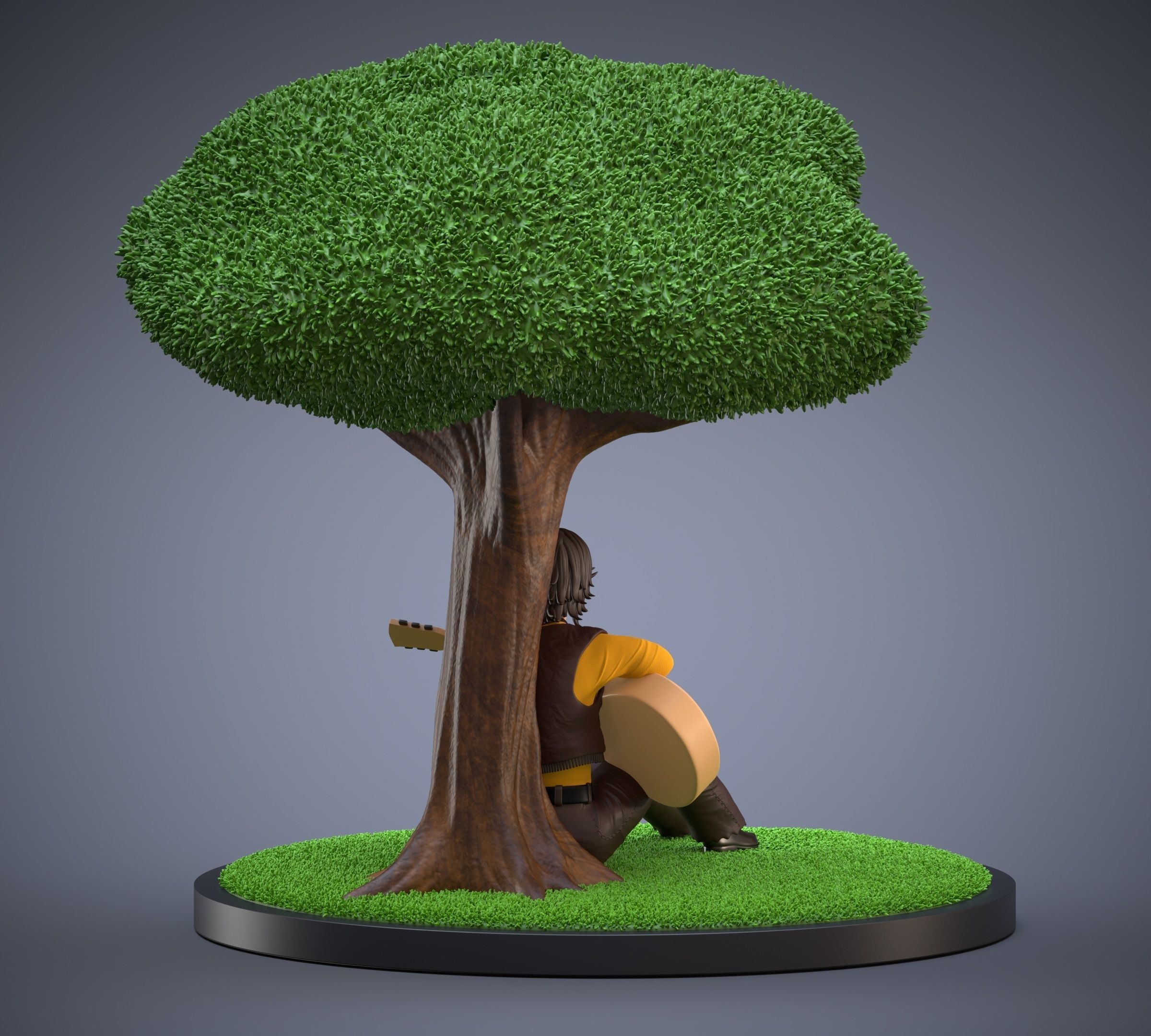 Duke Fleed playing guitar under the tree 3D print model_5