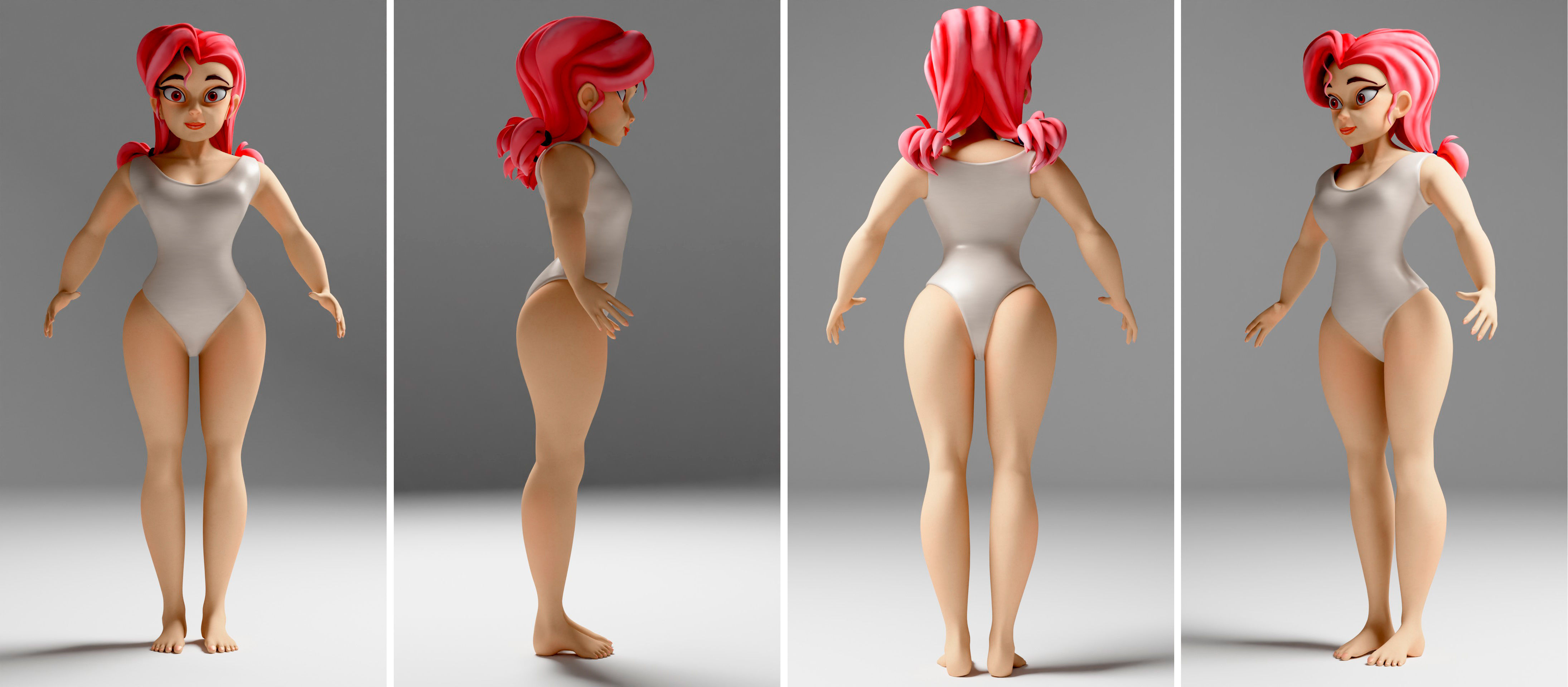3D character female in a Swimsuit Low-poly 3D model_2