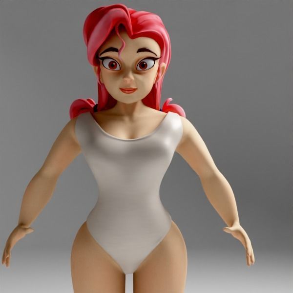 3D character female in a Swimsuit Low-poly 3D model_9
